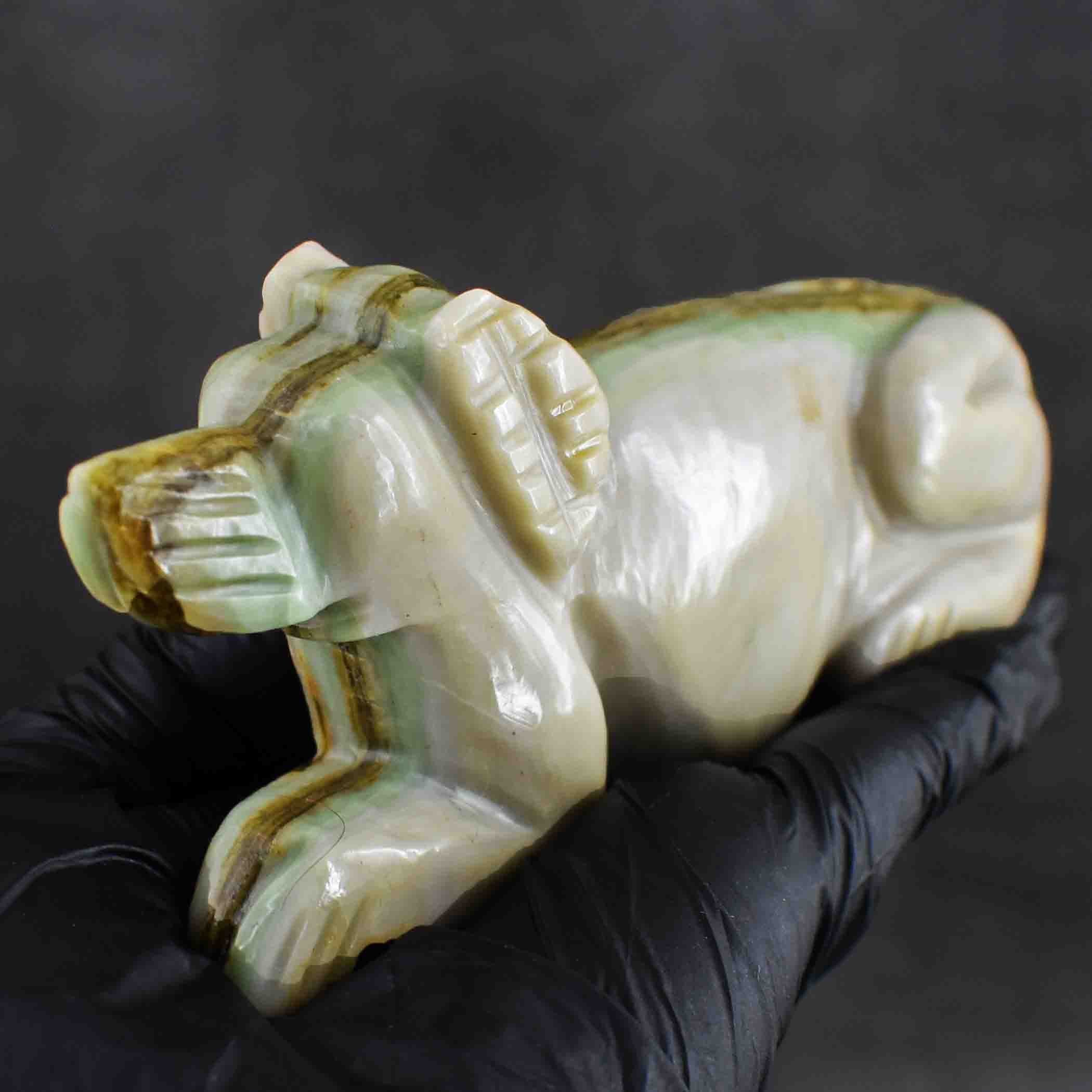 Natural 1321.00 Carat Genuine Serpentine Hand Carved Crystal Gemstone Carving Dog  2026  Collection