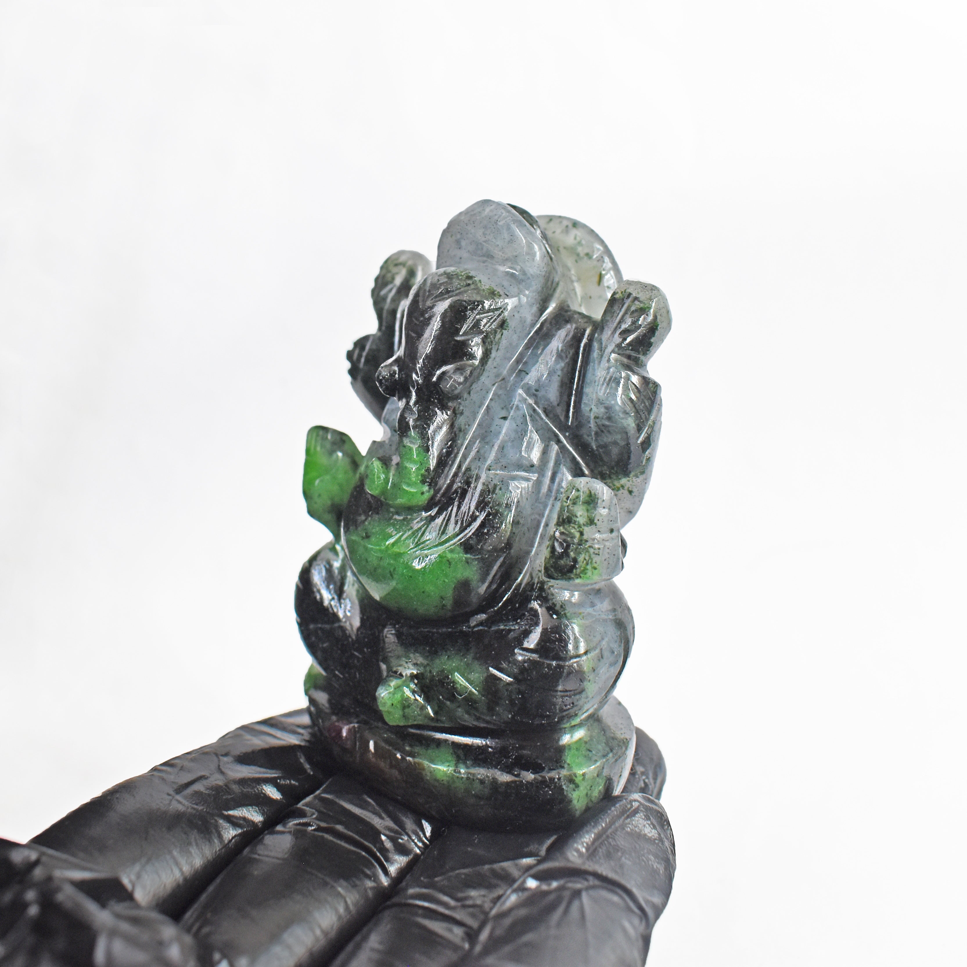 Beautiful 620.00 Cts Genuine Ruby Zoisite Divine Hand Carved Lord Ganesha Gemstone Carving