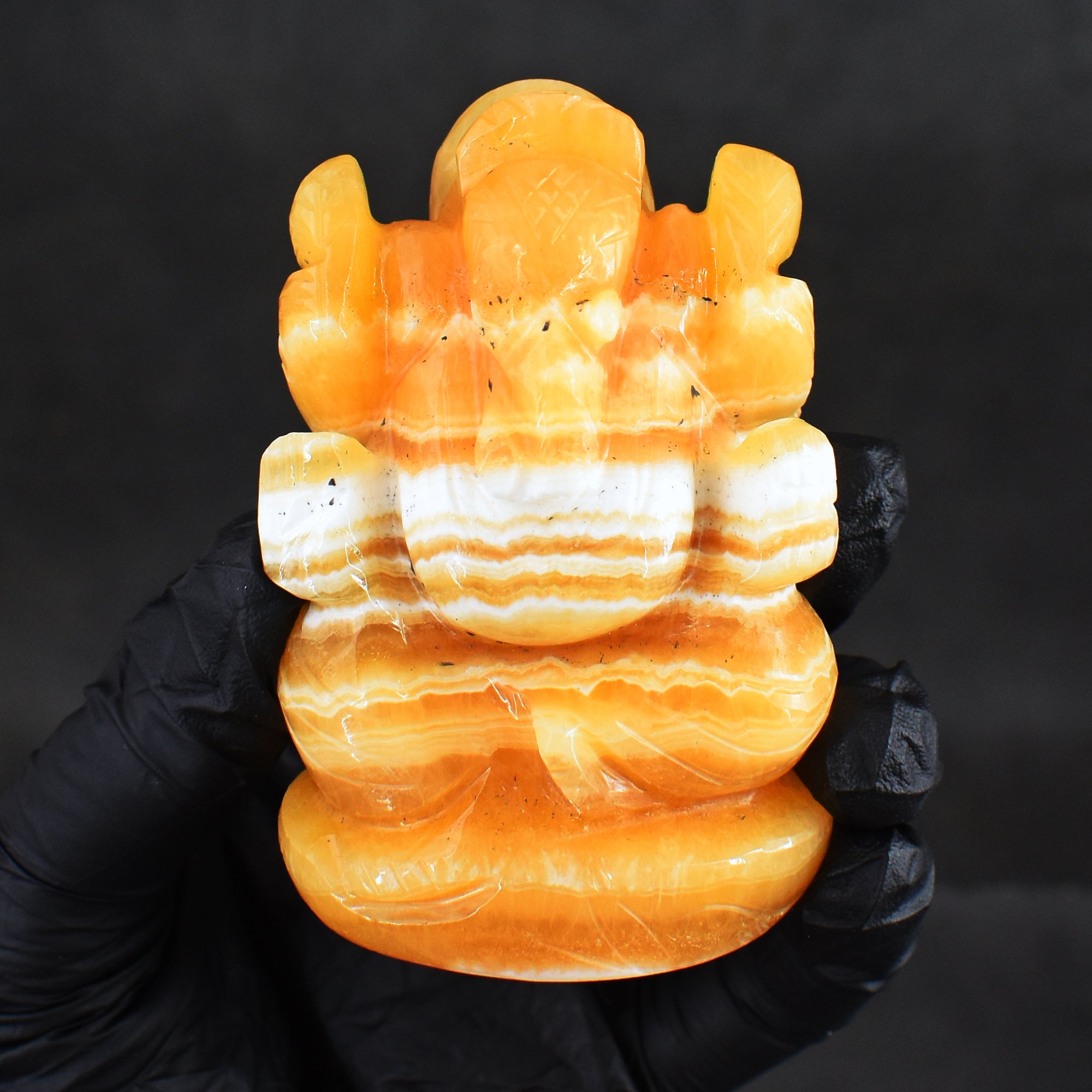 Alluring 700.00 Cts Genuine Yellow Rhodochrosite Hand Carved Premium Lord Ganesha Crystal