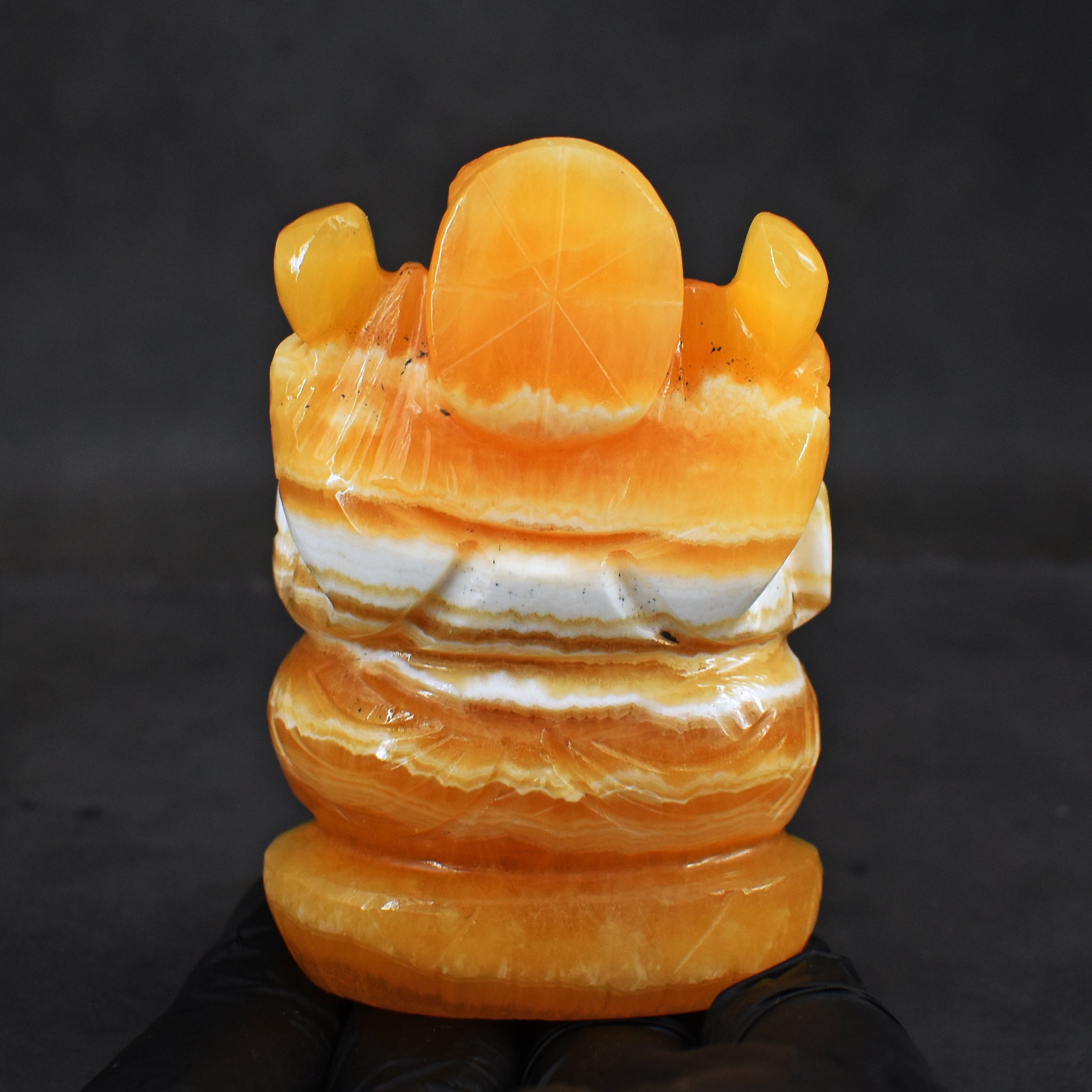 Alluring 700.00 Cts Genuine Yellow Rhodochrosite Hand Carved Premium Lord Ganesha Crystal