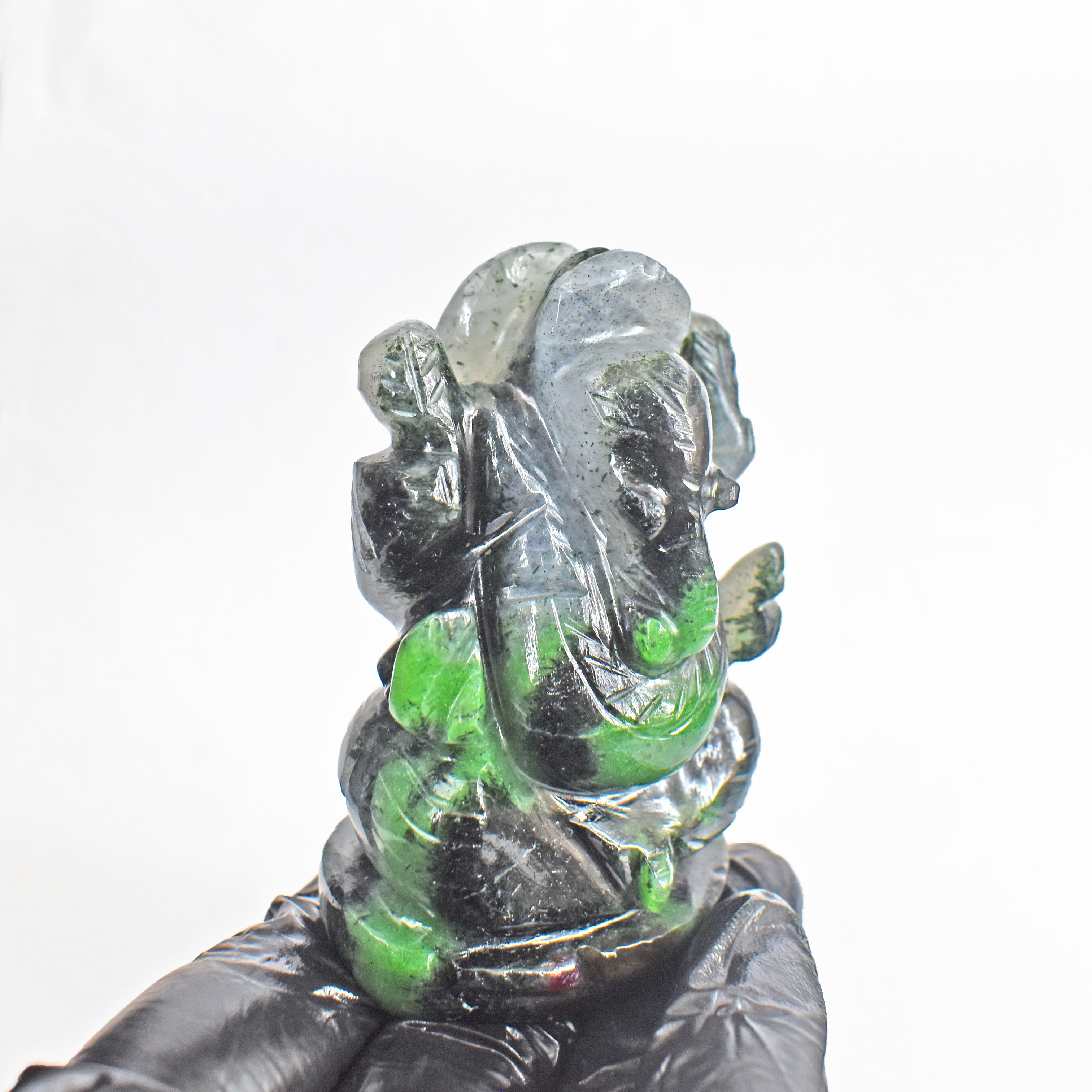 Beautiful 620.00 Cts Genuine Ruby Zoisite Divine Hand Carved Lord Ganesha Gemstone Carving