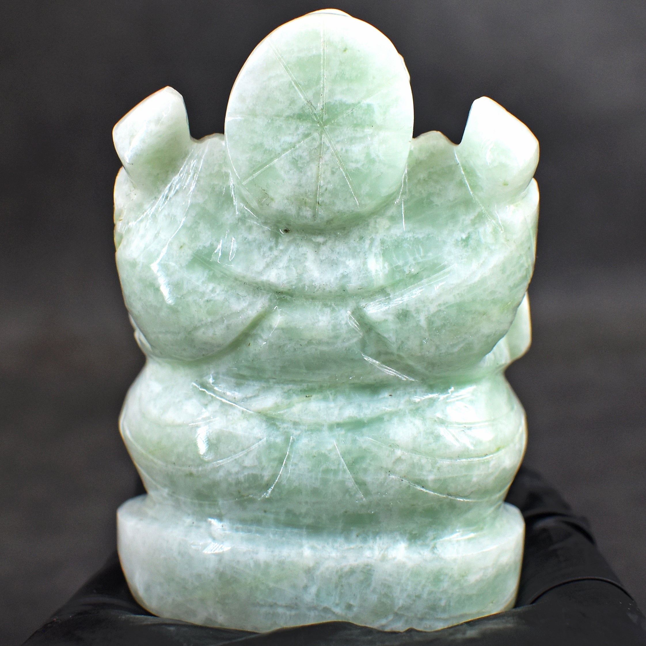Amusing 579.00 Cts Genuine Amazonite Divine Hand Carved Lord Ganesha Gemstone Carving