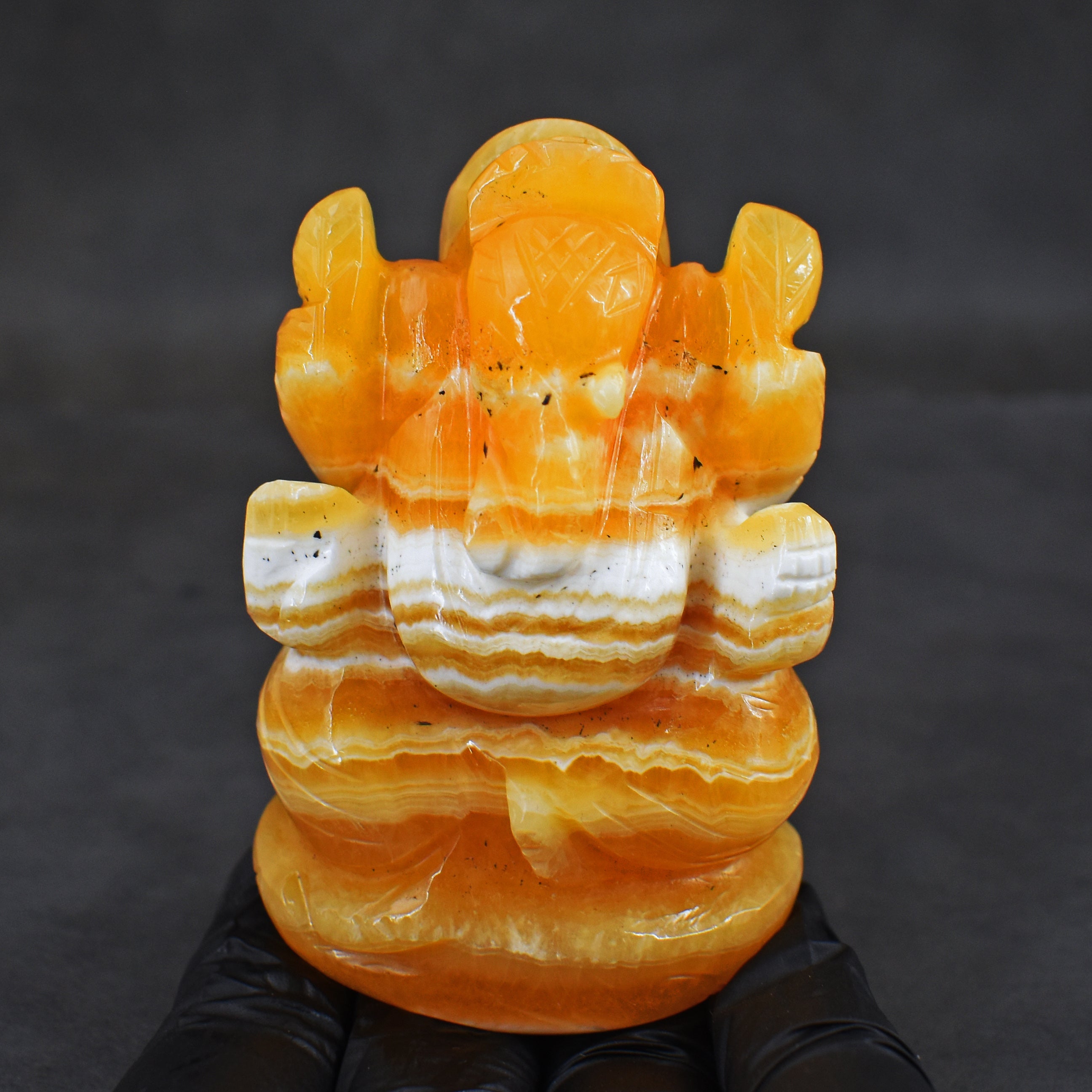 Alluring 700.00 Cts Genuine Yellow Rhodochrosite Hand Carved Premium Lord Ganesha Crystal