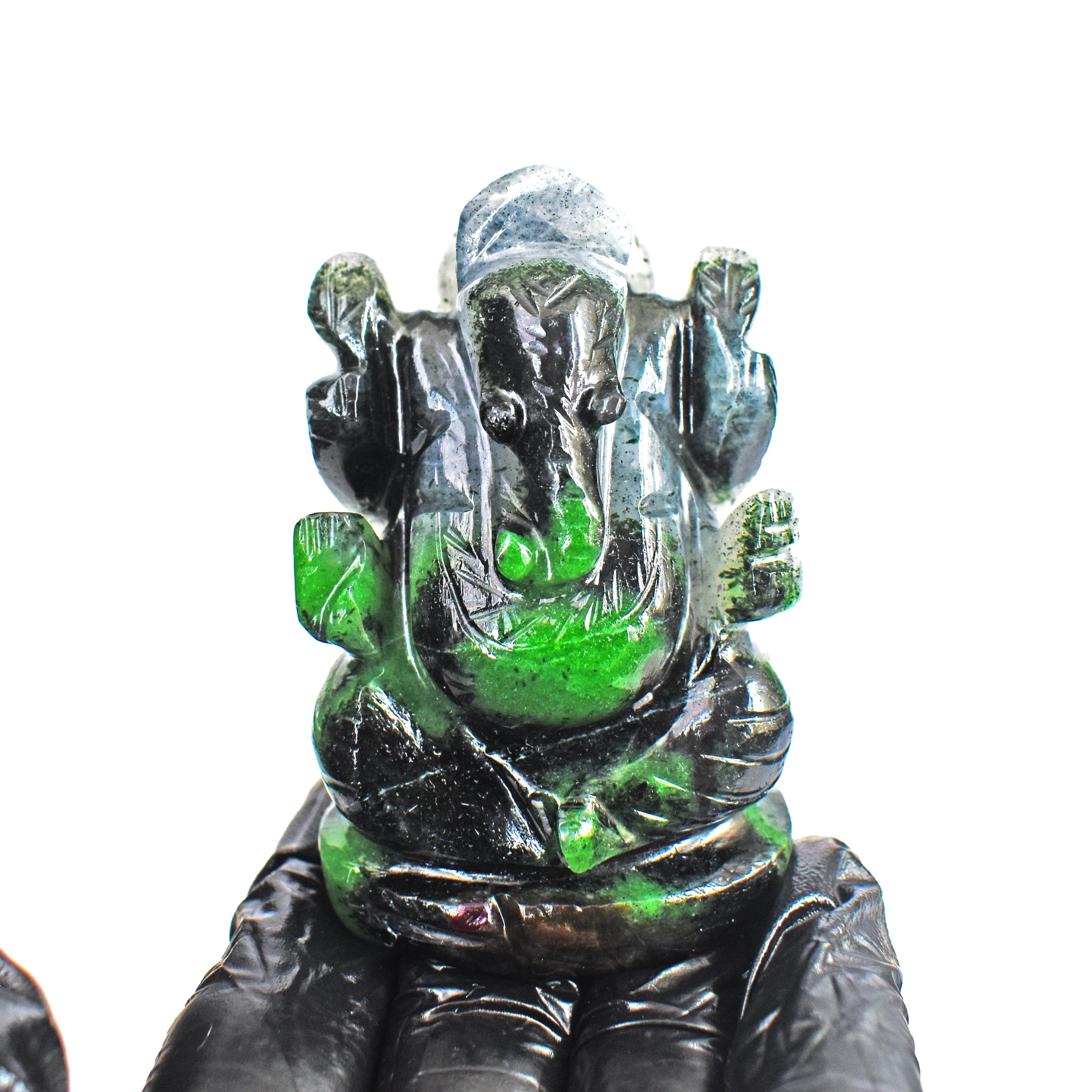 Beautiful 620.00 Cts Genuine Ruby Zoisite Divine Hand Carved Lord Ganesha Gemstone Carving