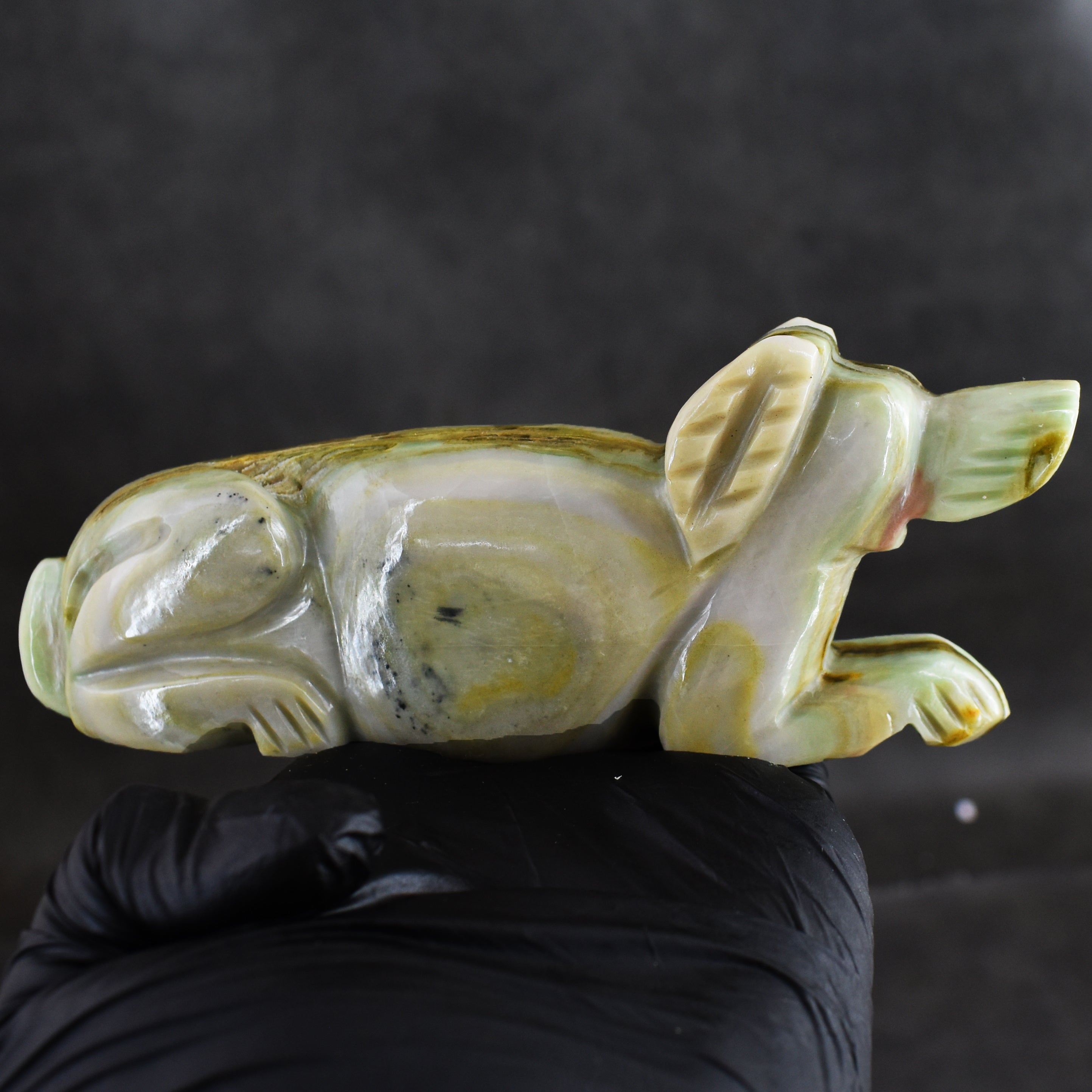 Natural 1321.00 Carat Genuine Serpentine Hand Carved Crystal Gemstone Carving Dog  2026  Collection