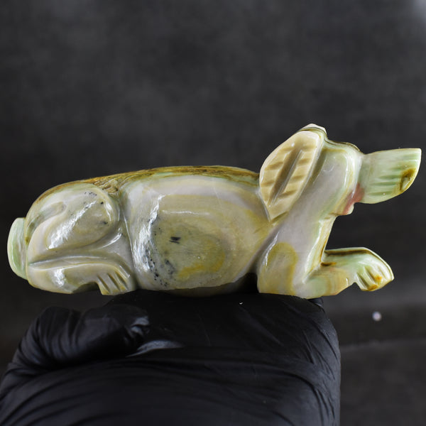Natural 1321.00 Carat Genuine Serpentine Hand Carved Crystal Gemstone Carving Dog  2026  Collection
