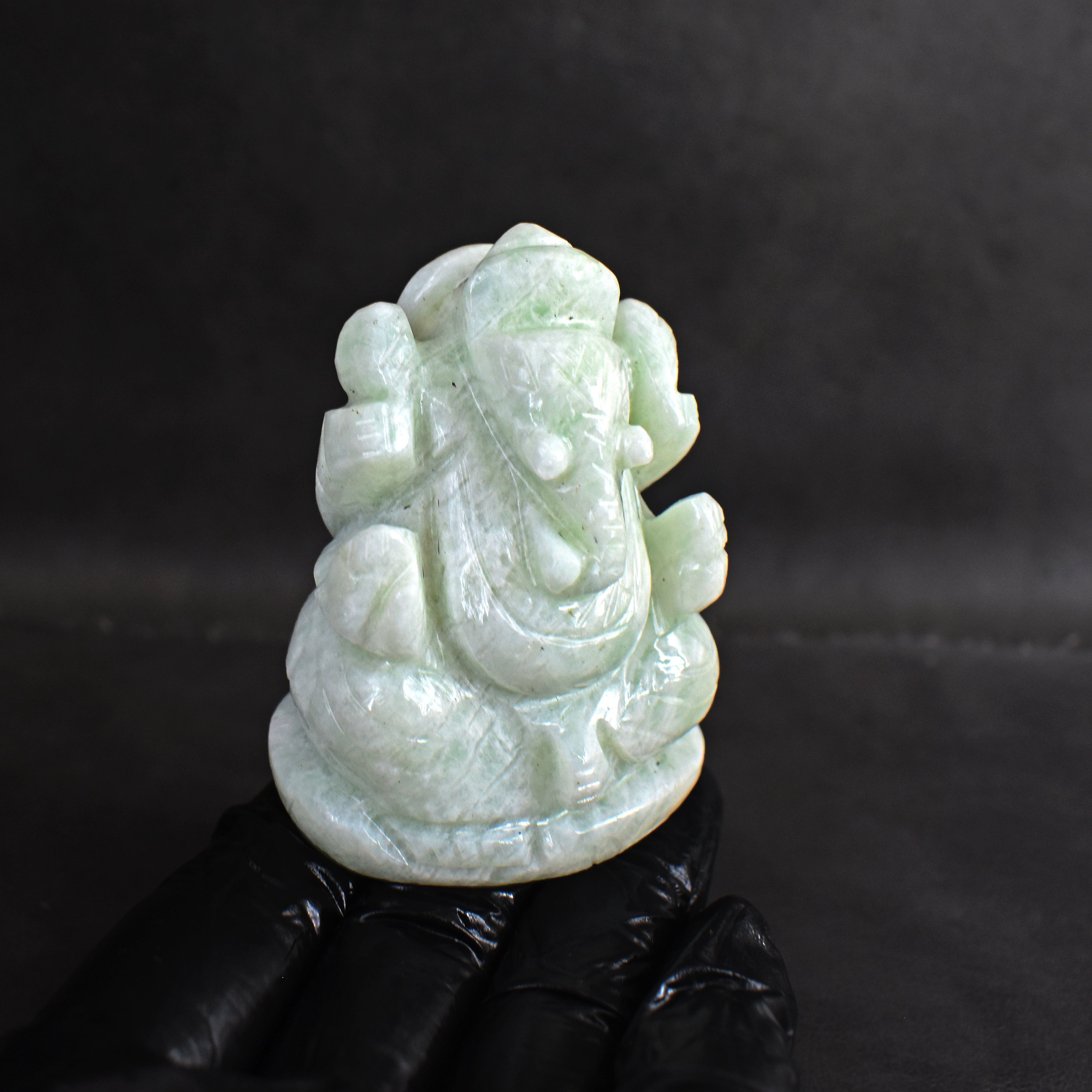 Amusing 592.00 Cts Genuine Amazonite Divine Hand Carved Lord Ganesha Gemstone Carving