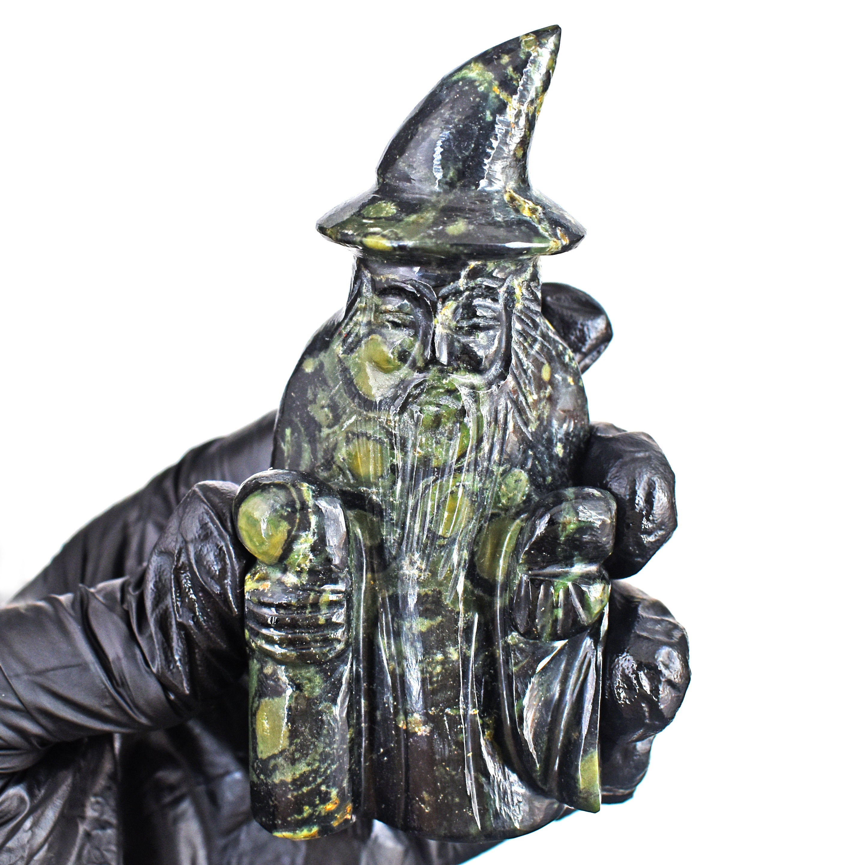 Genuine 732.00 Carats Kambaba Jasper Hand Carved Crystal Gemstone Wizard Carving