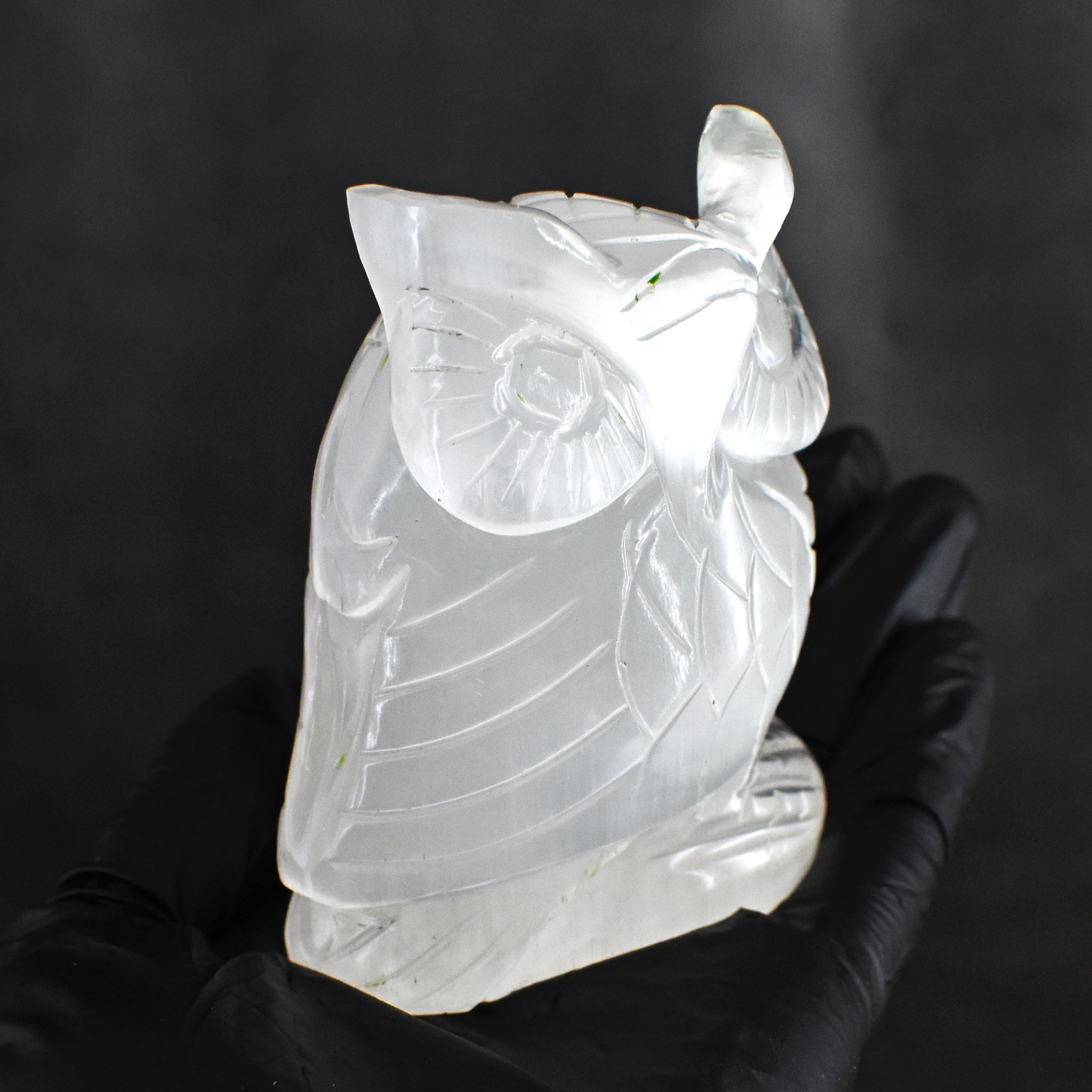 Amazing 1261.00 Carats Genuine White Quartz Hand Carved Crystal Gemstone Owl Carving 2026 Collection