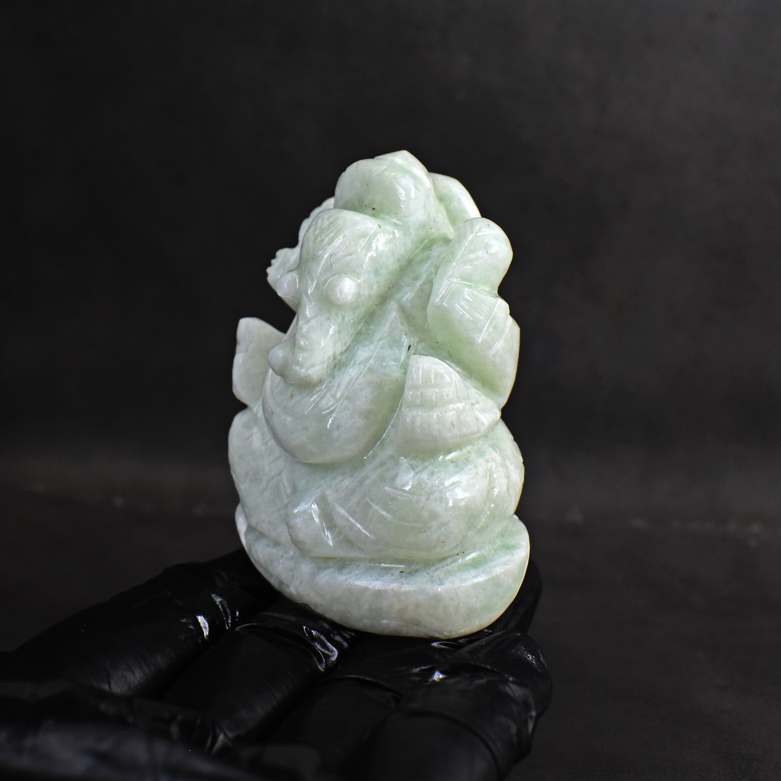 Amusing 592.00 Cts Genuine Amazonite Divine Hand Carved Lord Ganesha Gemstone Carving
