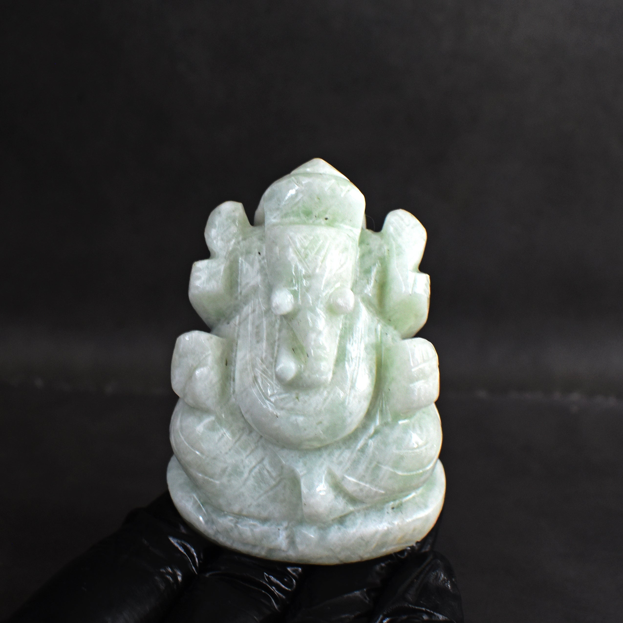 Amusing 592.00 Cts Genuine Amazonite Divine Hand Carved Lord Ganesha Gemstone Carving