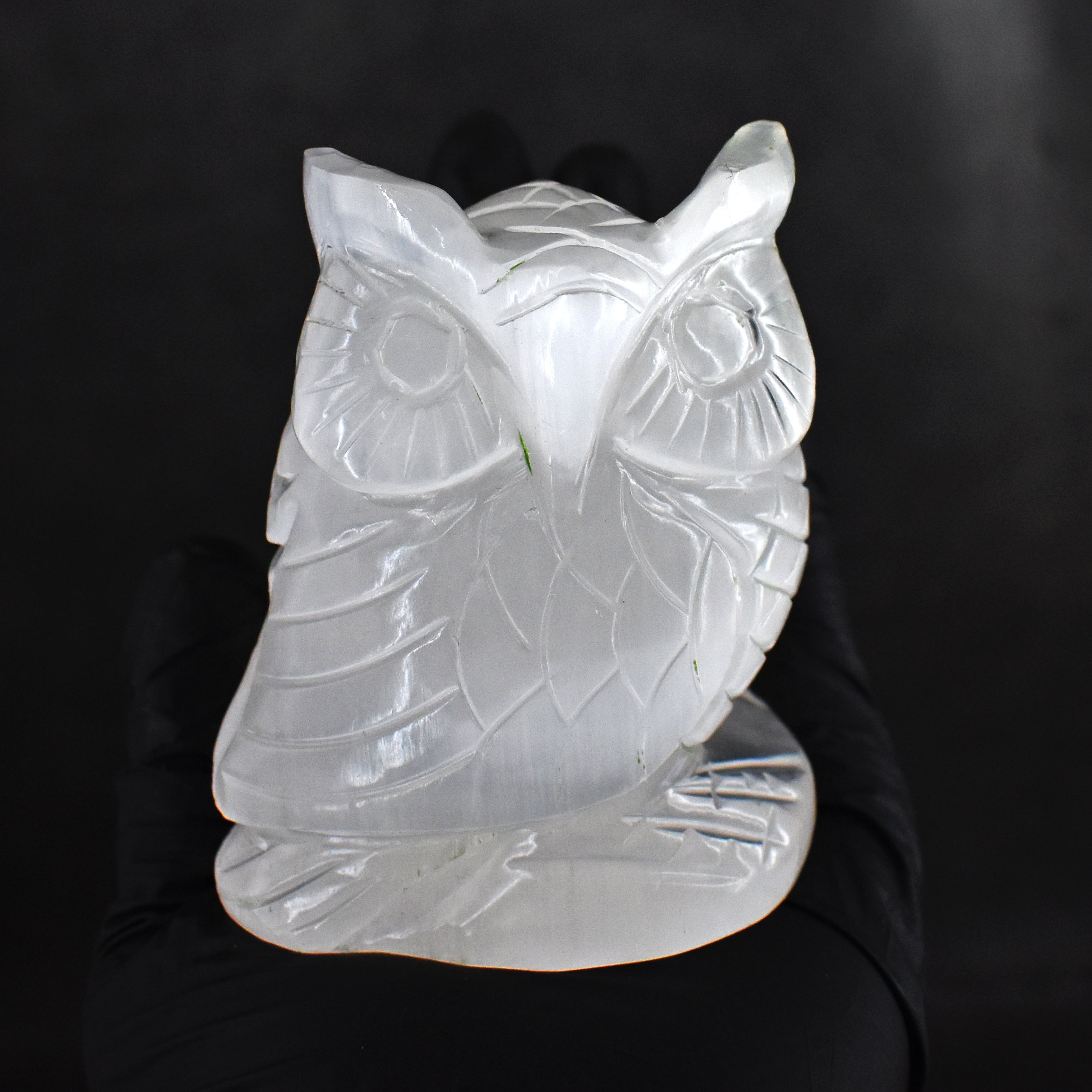 Amazing 1261.00 Carats Genuine White Quartz Hand Carved Crystal Gemstone Owl Carving 2026 Collection