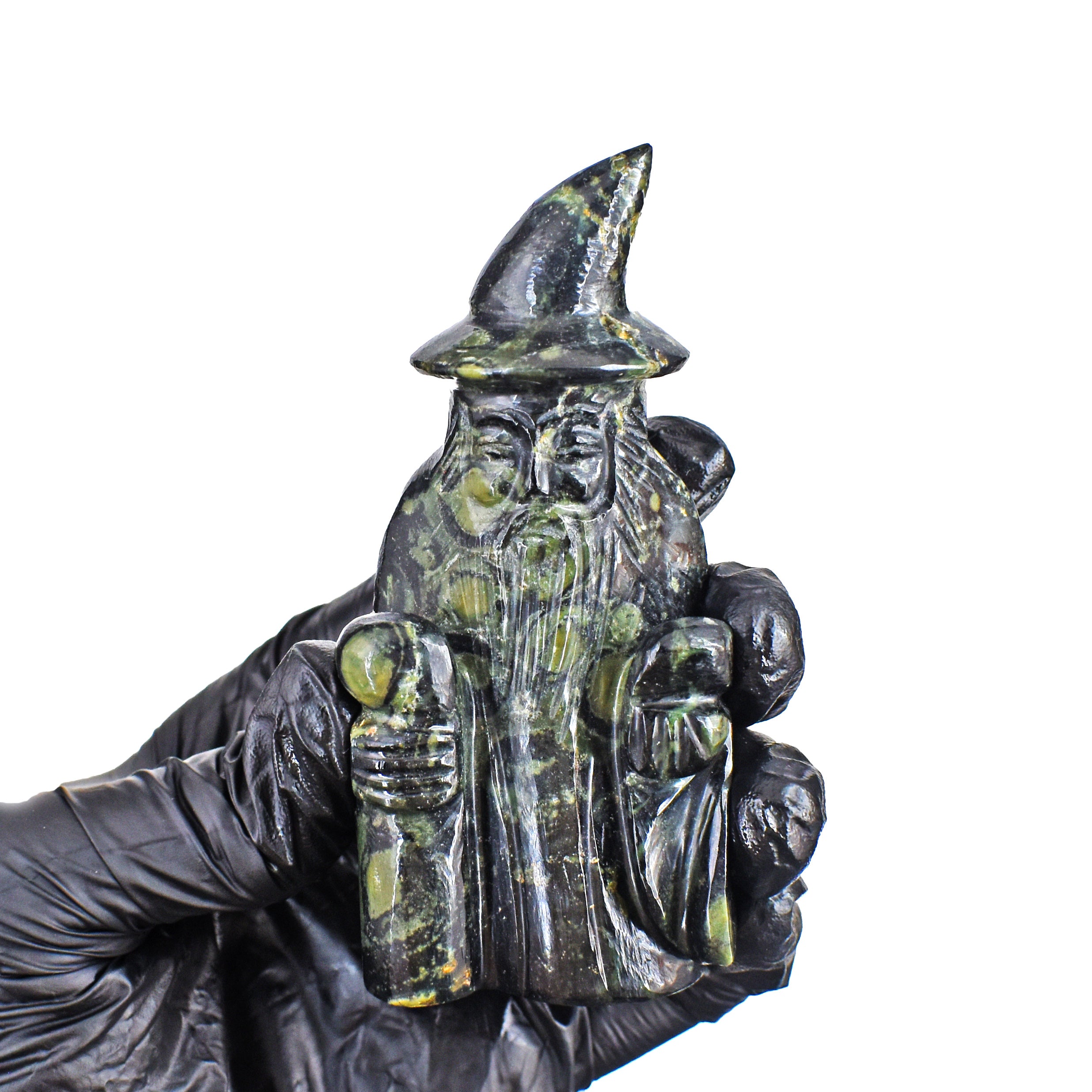 Genuine 732.00 Carats Kambaba Jasper Hand Carved Crystal Gemstone Wizard Carving