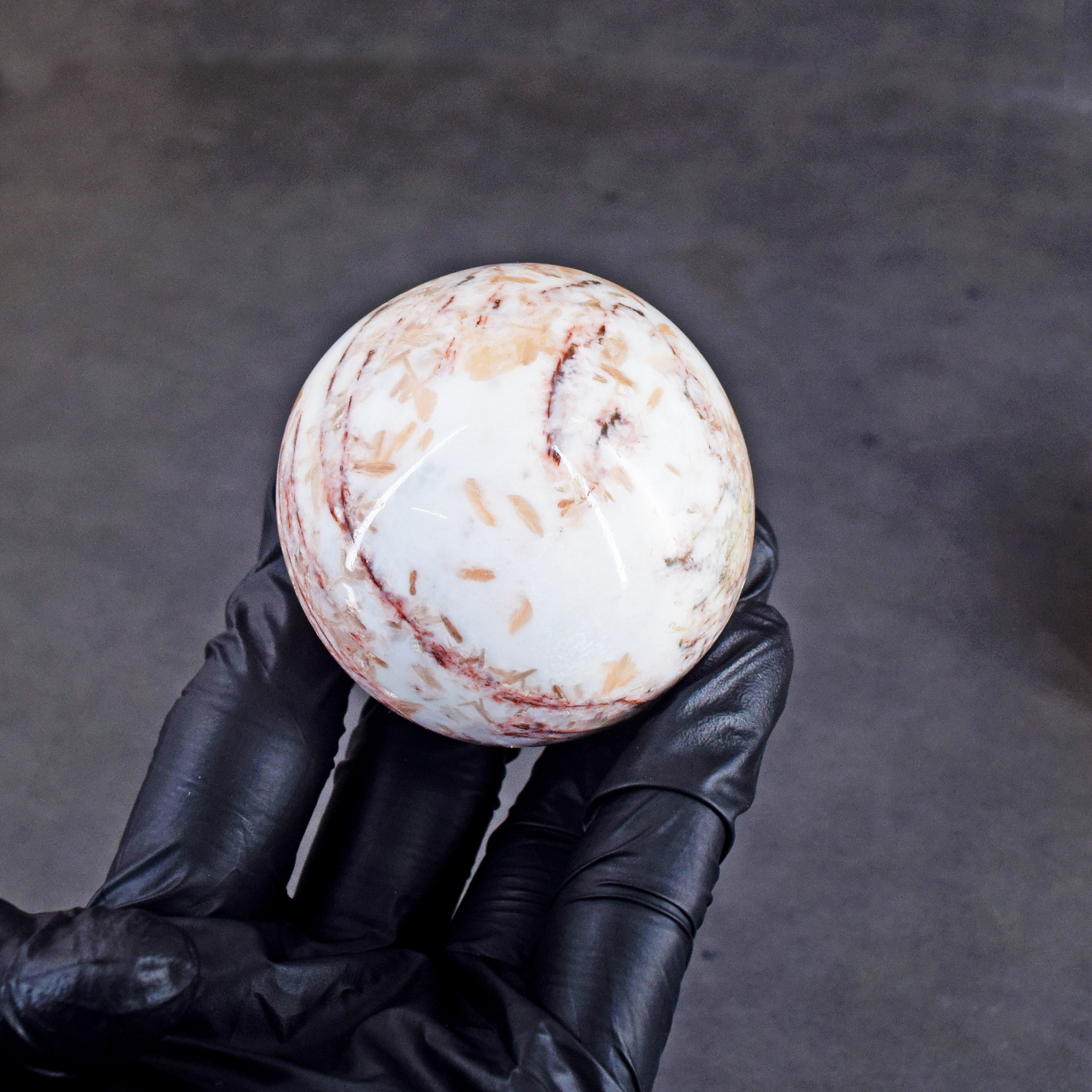 Beautiful 834.00 Cts Genuine  Flower Agate Hand Carved Crystal Healing Gemstone Sphere