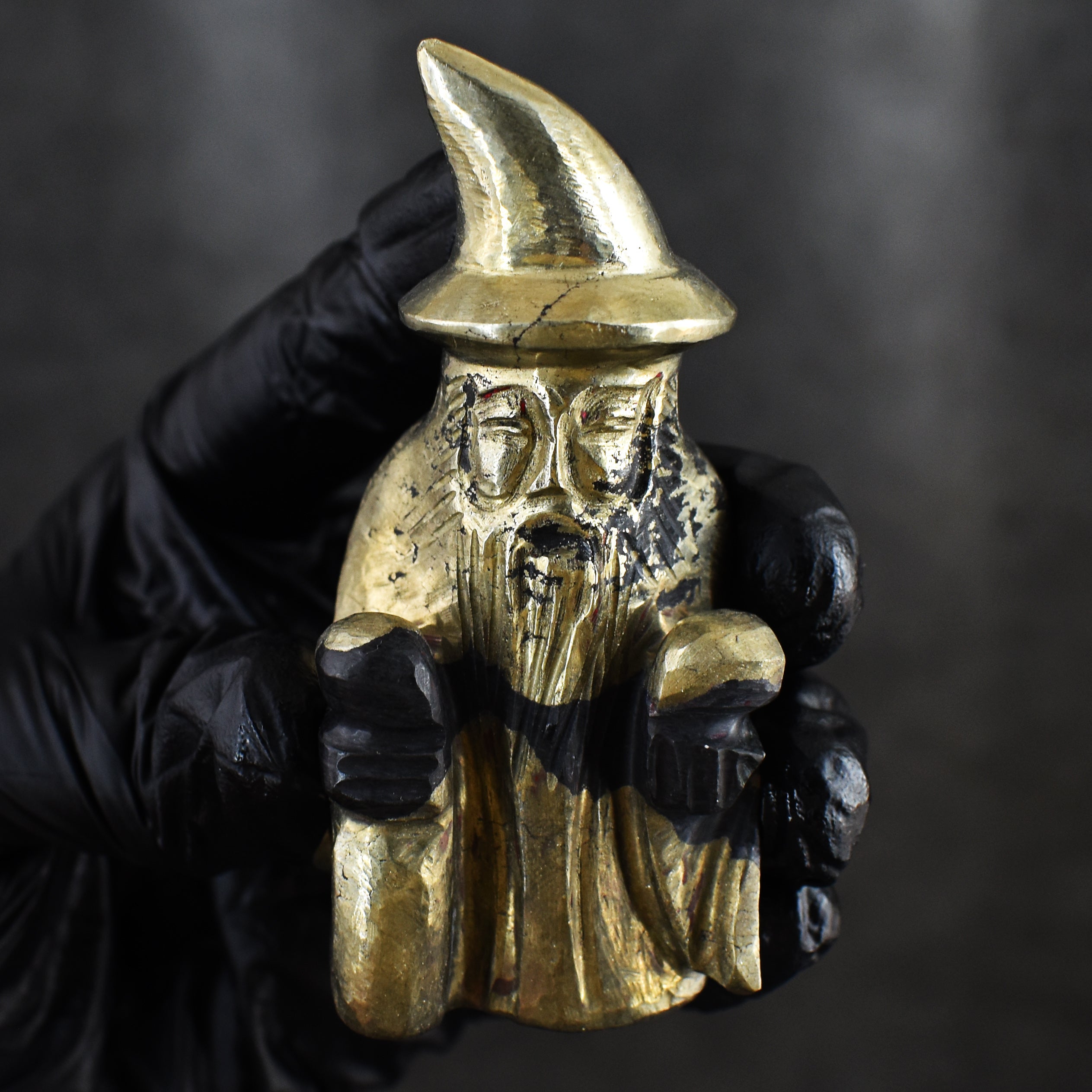Exclusive 716.00 Carats Genuine Pyrite Hand Carved Crystal Gemstone Wizard Carving
