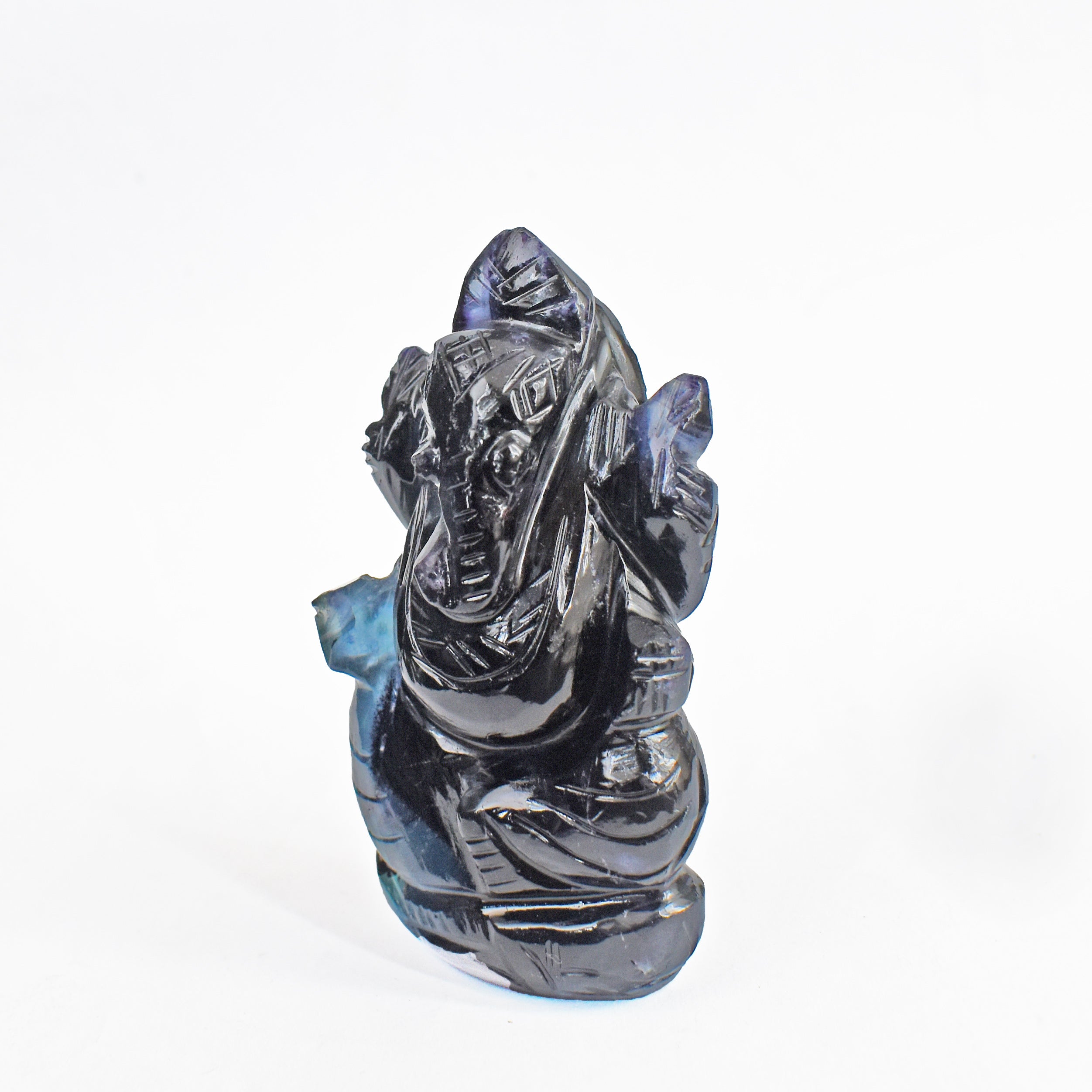 Decent 386.00 Cts Genuine Multicolor Fluorite Divine Hand Carved Premium Crystal Lord Ganesha