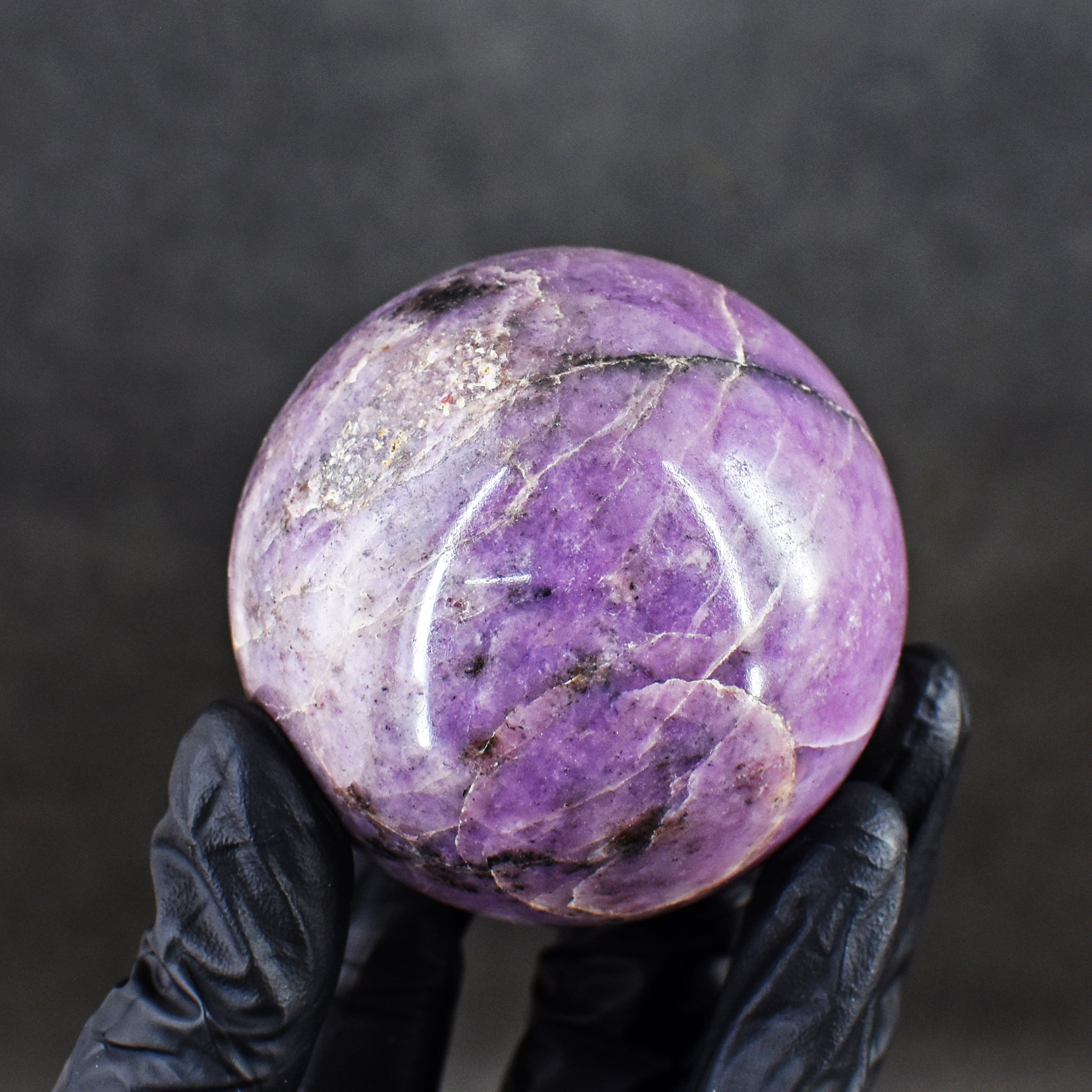 Awful 1482.00 Cts Genuine Lepidolite Hand Carved Healing Crystal Gemstone Sphere