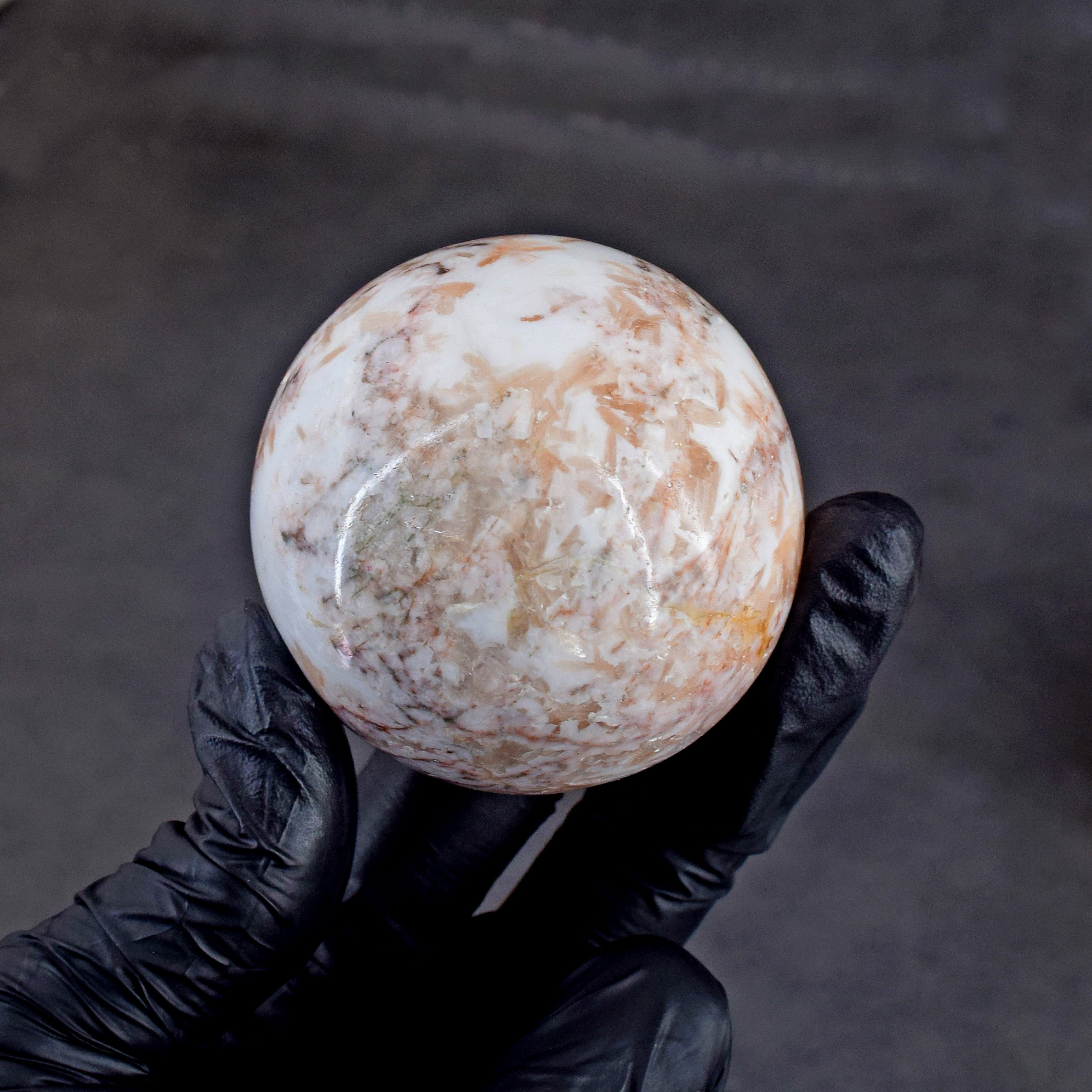 Beautiful 834.00 Cts Genuine  Flower Agate Hand Carved Crystal Healing Gemstone Sphere
