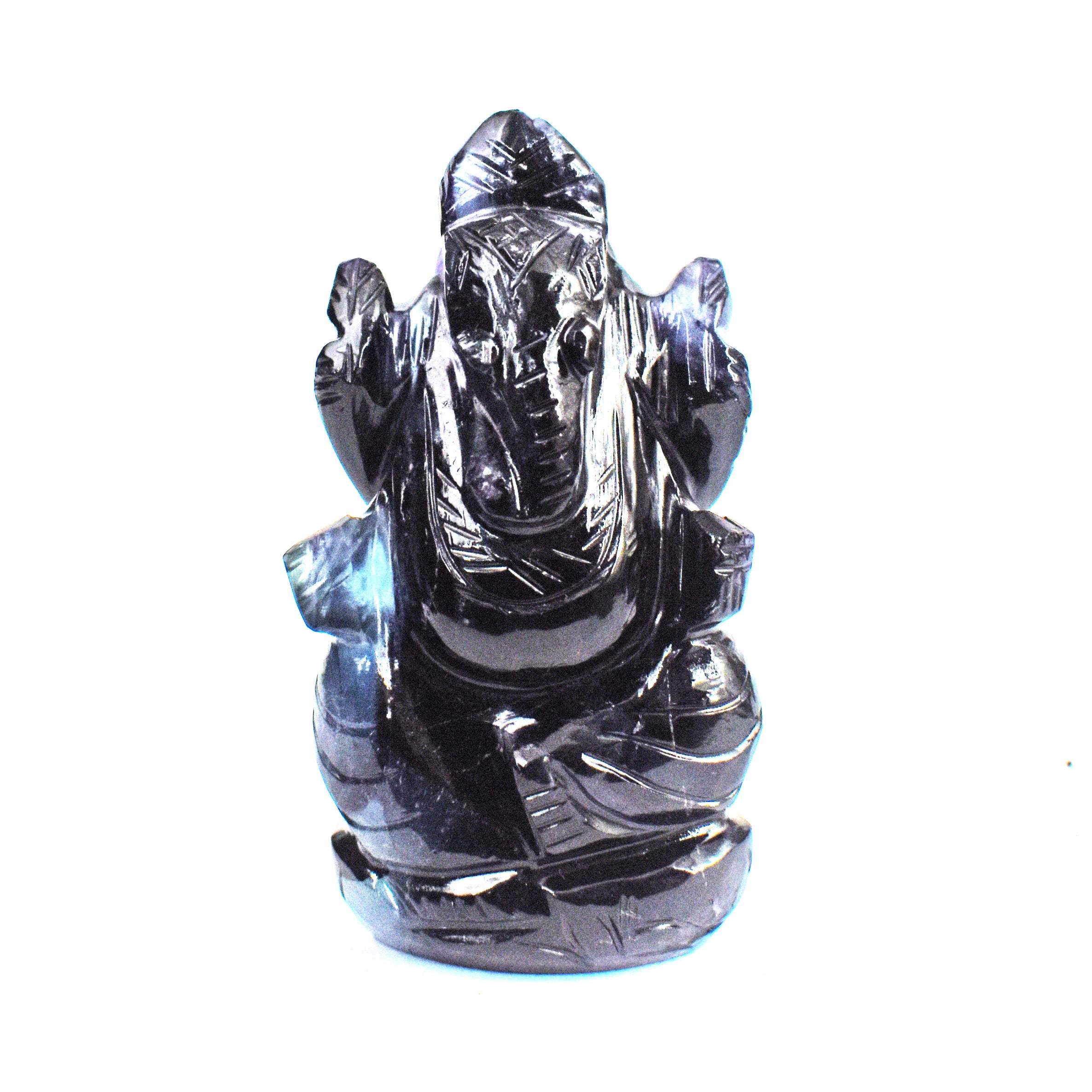 Decent 386.00 Cts Genuine Multicolor Fluorite Divine Hand Carved Premium Crystal Lord Ganesha