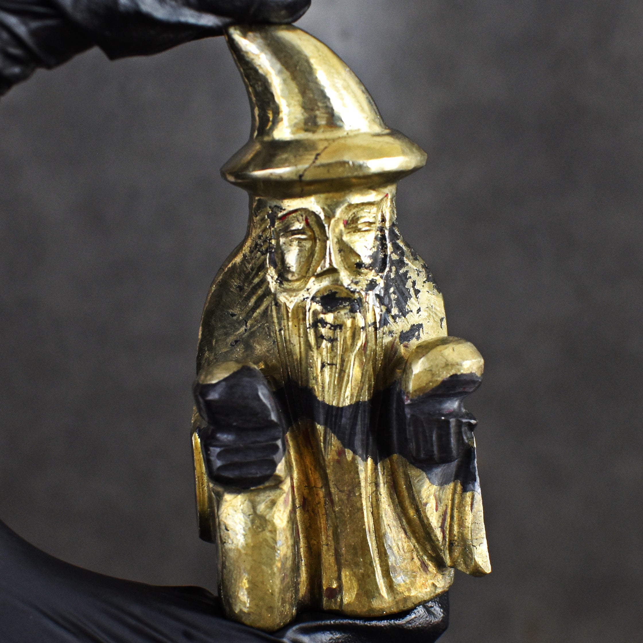 Exclusive 716.00 Carats Genuine Pyrite Hand Carved Crystal Gemstone Wizard Carving