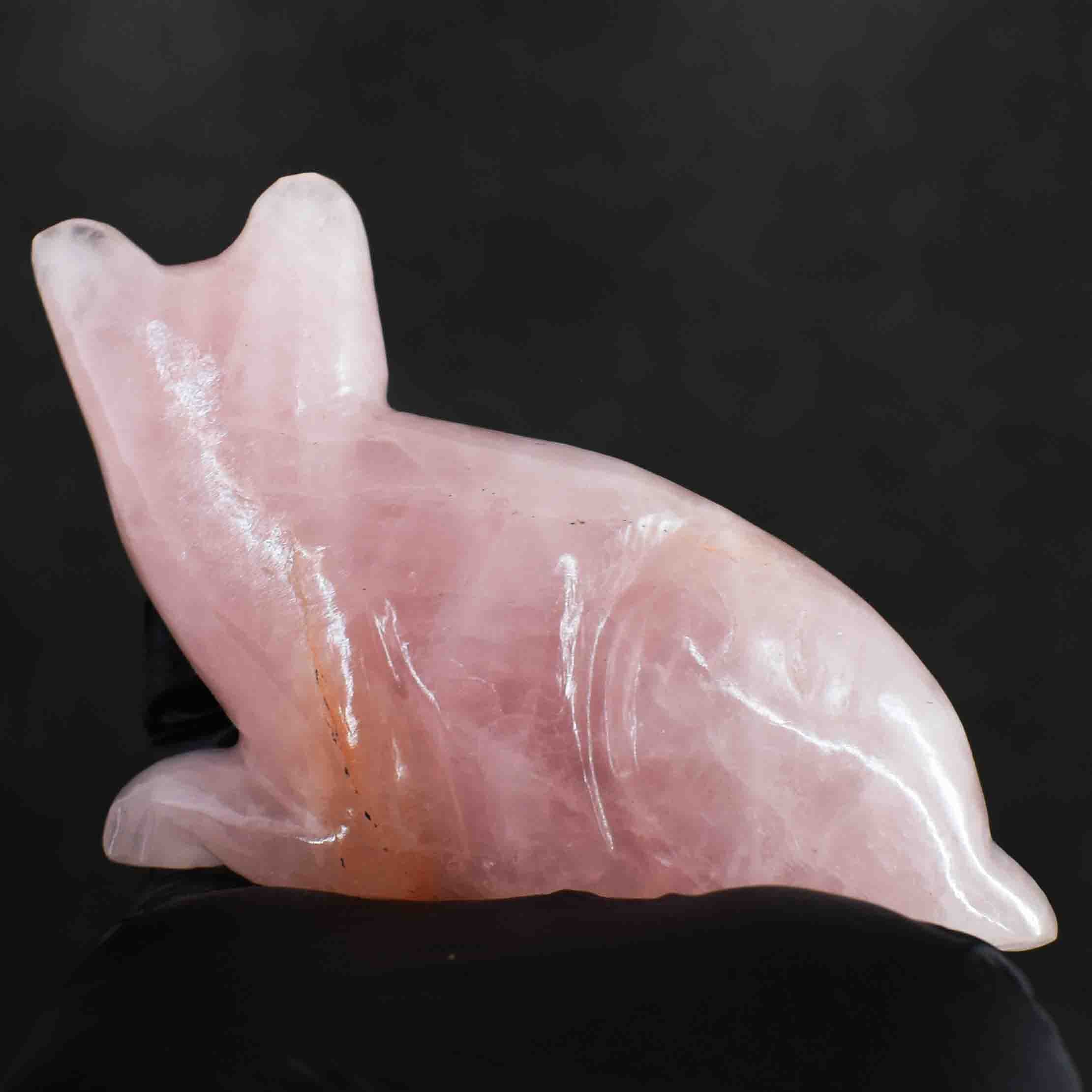 Natural 726.00 Cts Genuine Pink Rose Quartz Hand Carved Rose Cat Carving  2026 Collection