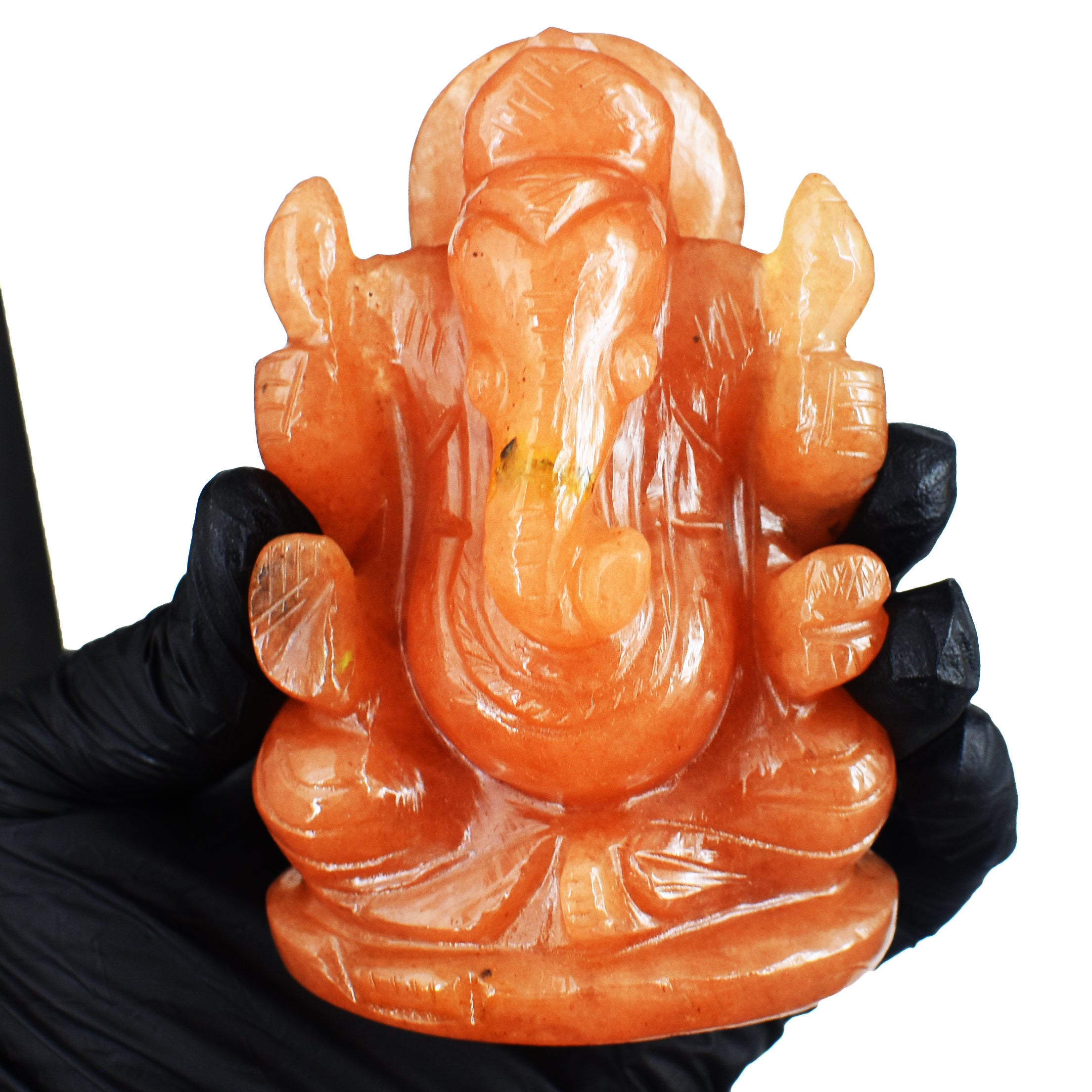 Exclusive 1343.00 Carats Aventurine Divine Hand Carved Ganesha