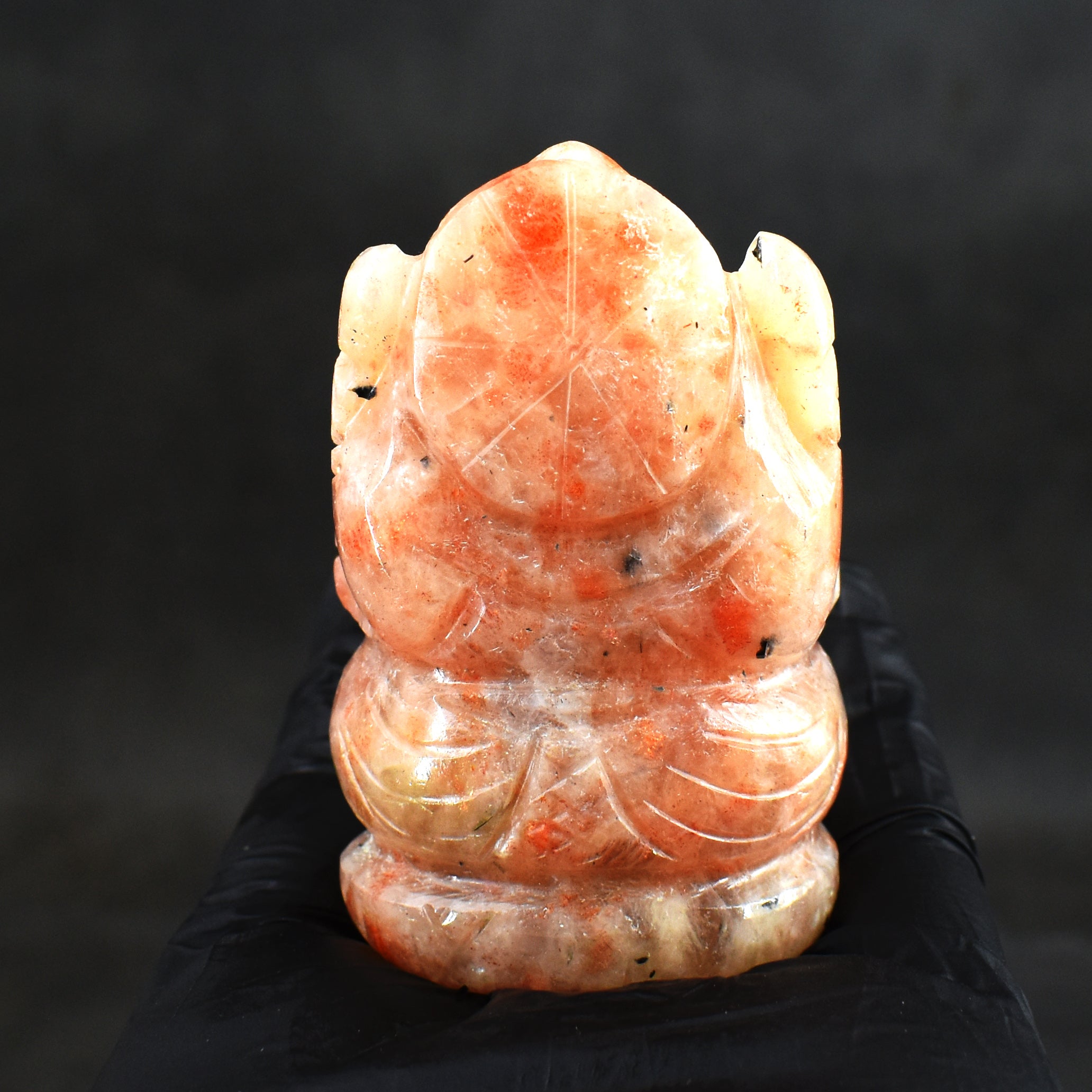 Alluring 523.00 Cts Genuine Sunstone Hand Carved Premium Lord Ganesha Crystal