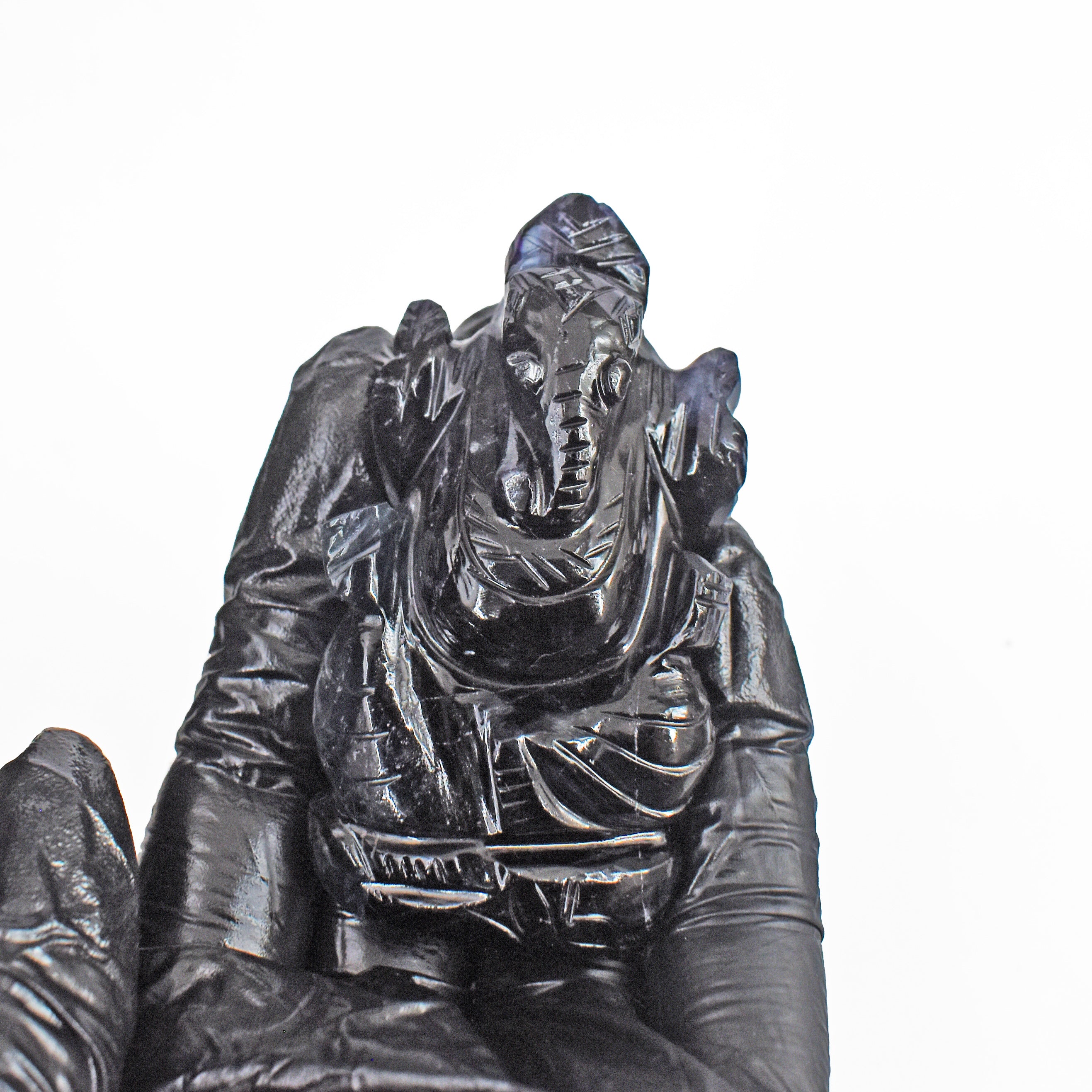 Decent 386.00 Cts Genuine Multicolor Fluorite Divine Hand Carved Premium Crystal Lord Ganesha
