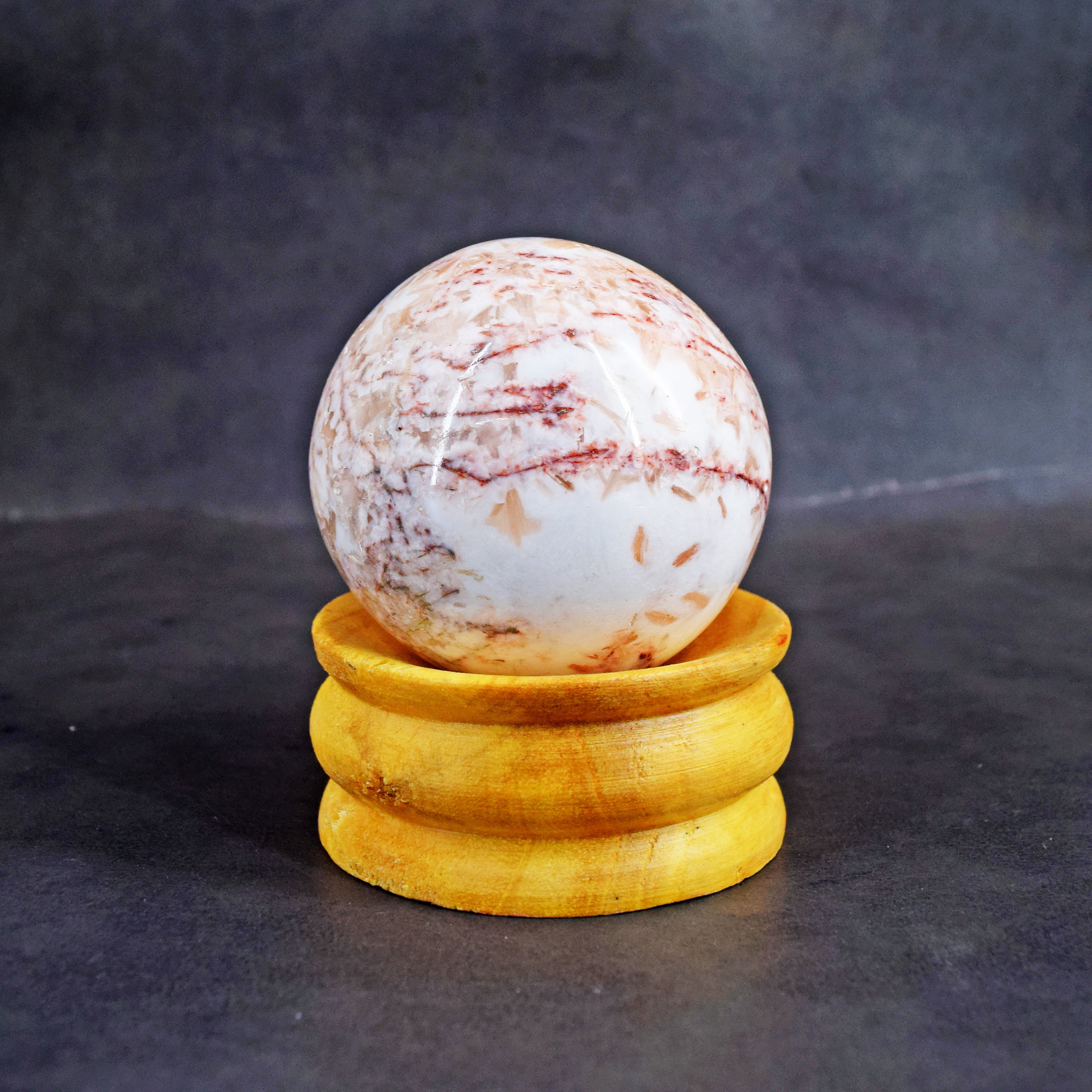 Beautiful 834.00 Cts Genuine  Flower Agate Hand Carved Crystal Healing Gemstone Sphere