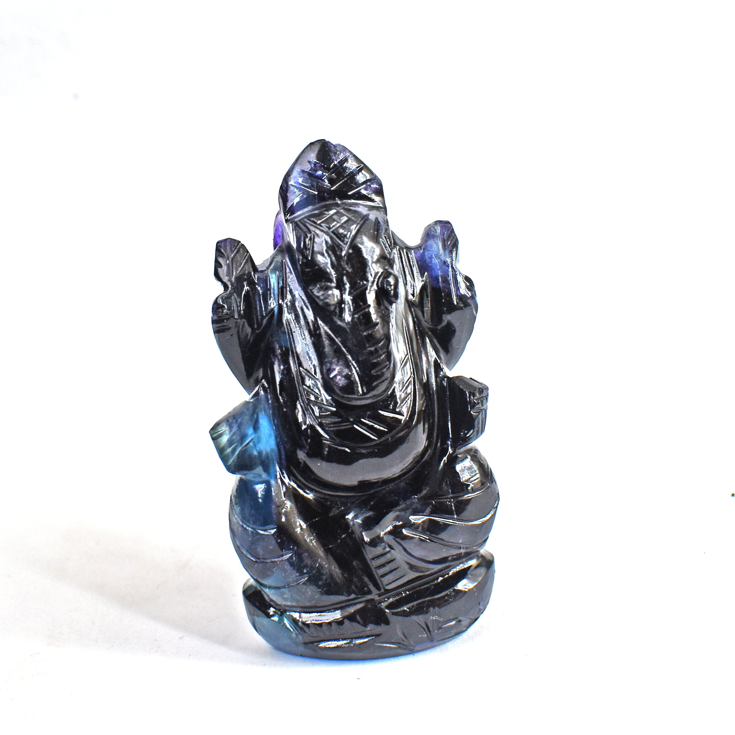 Decent 386.00 Cts Genuine Multicolor Fluorite Divine Hand Carved Premium Crystal Lord Ganesha