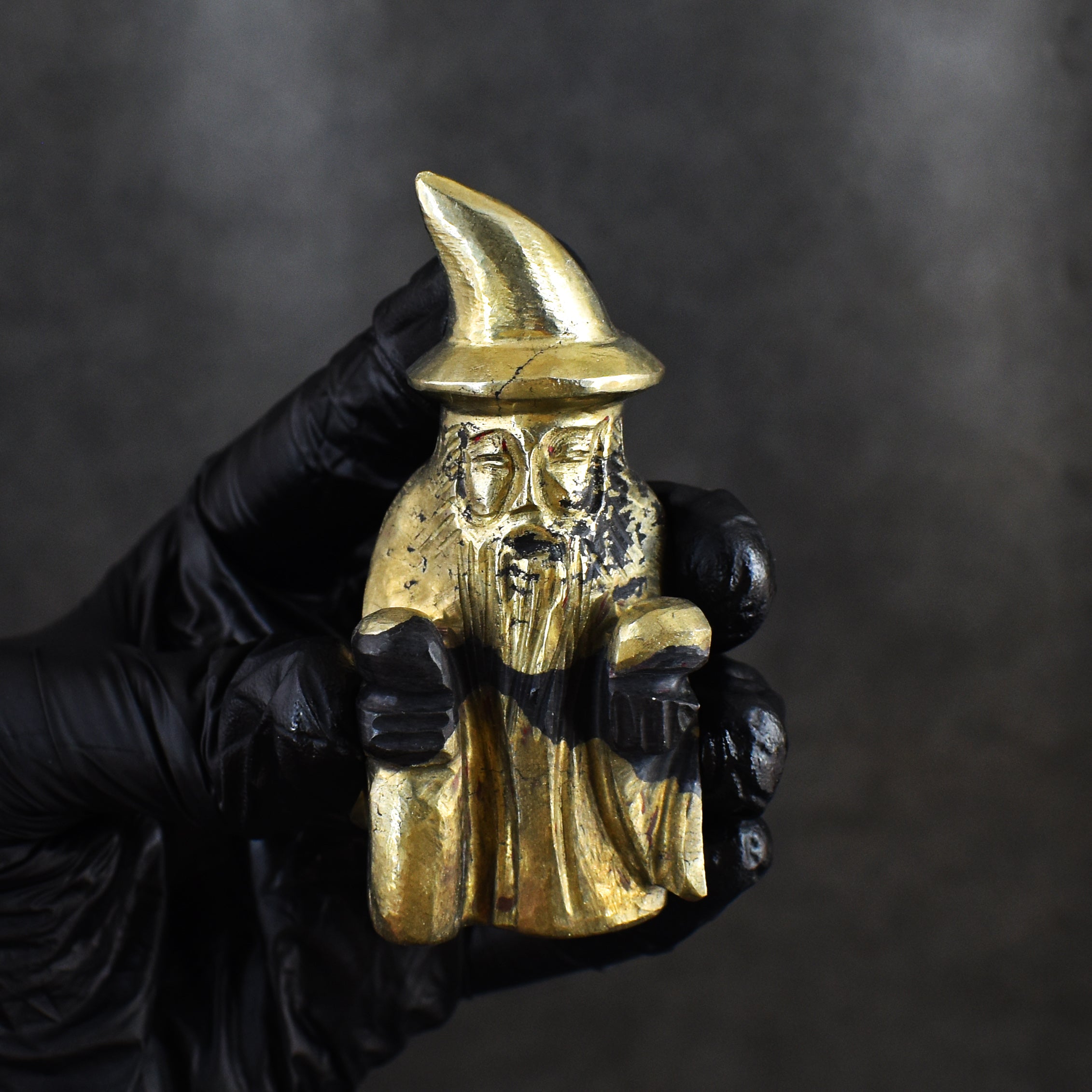 Exclusive 716.00 Carats Genuine Pyrite Hand Carved Crystal Gemstone Wizard Carving