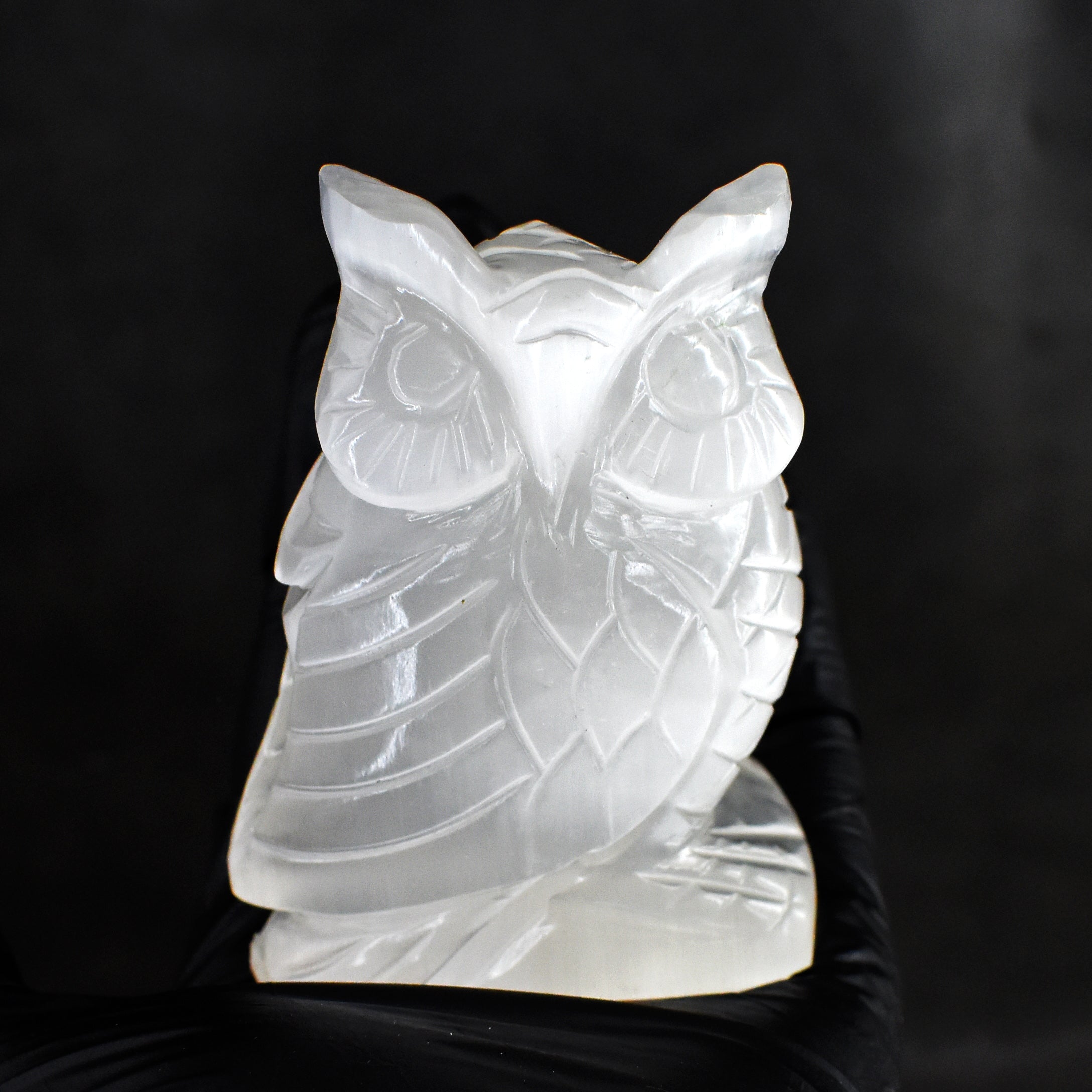 Stunning 850.00 Carats Genuine White Quartz Hand Carved Crystal Gemstone Owl Carving 2026 Collection