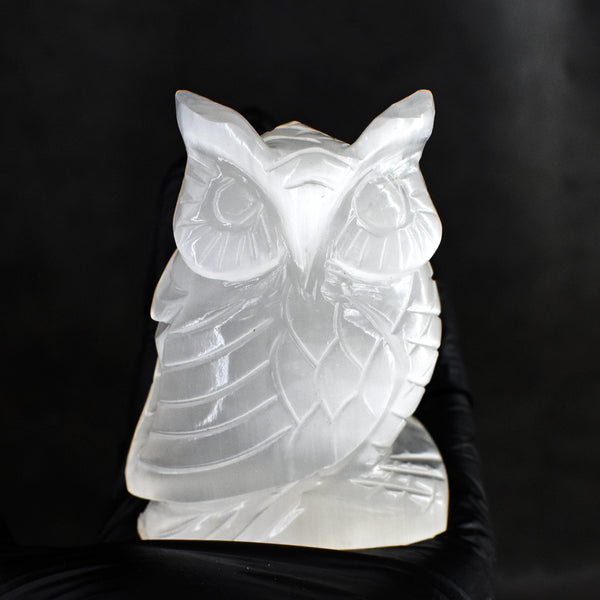 Stunning 850.00 Carats Genuine White Quartz Hand Carved Crystal Gemstone Owl Carving 2026 Collection