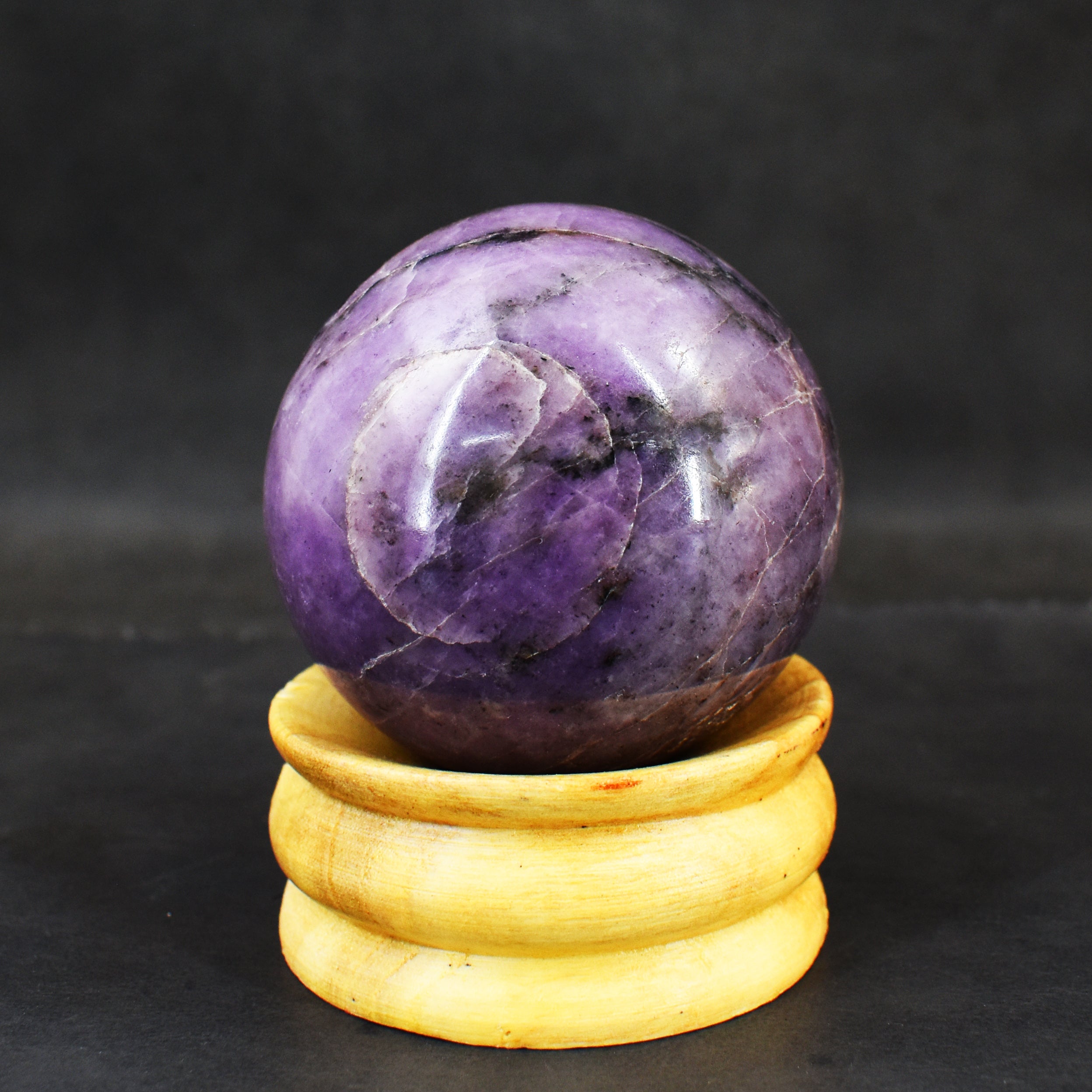 Awful 1482.00 Cts Genuine Lepidolite Hand Carved Healing Crystal Gemstone Sphere
