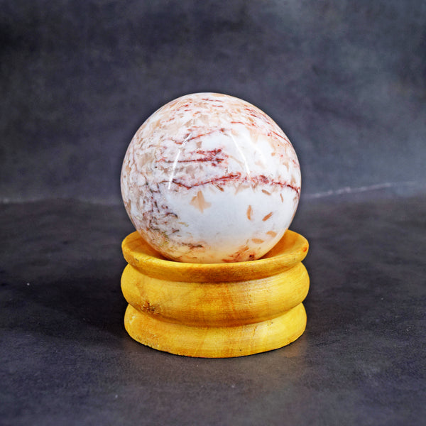 Beautiful 834.00 Cts Genuine  Flower Agate Hand Carved Crystal Healing Gemstone Sphere