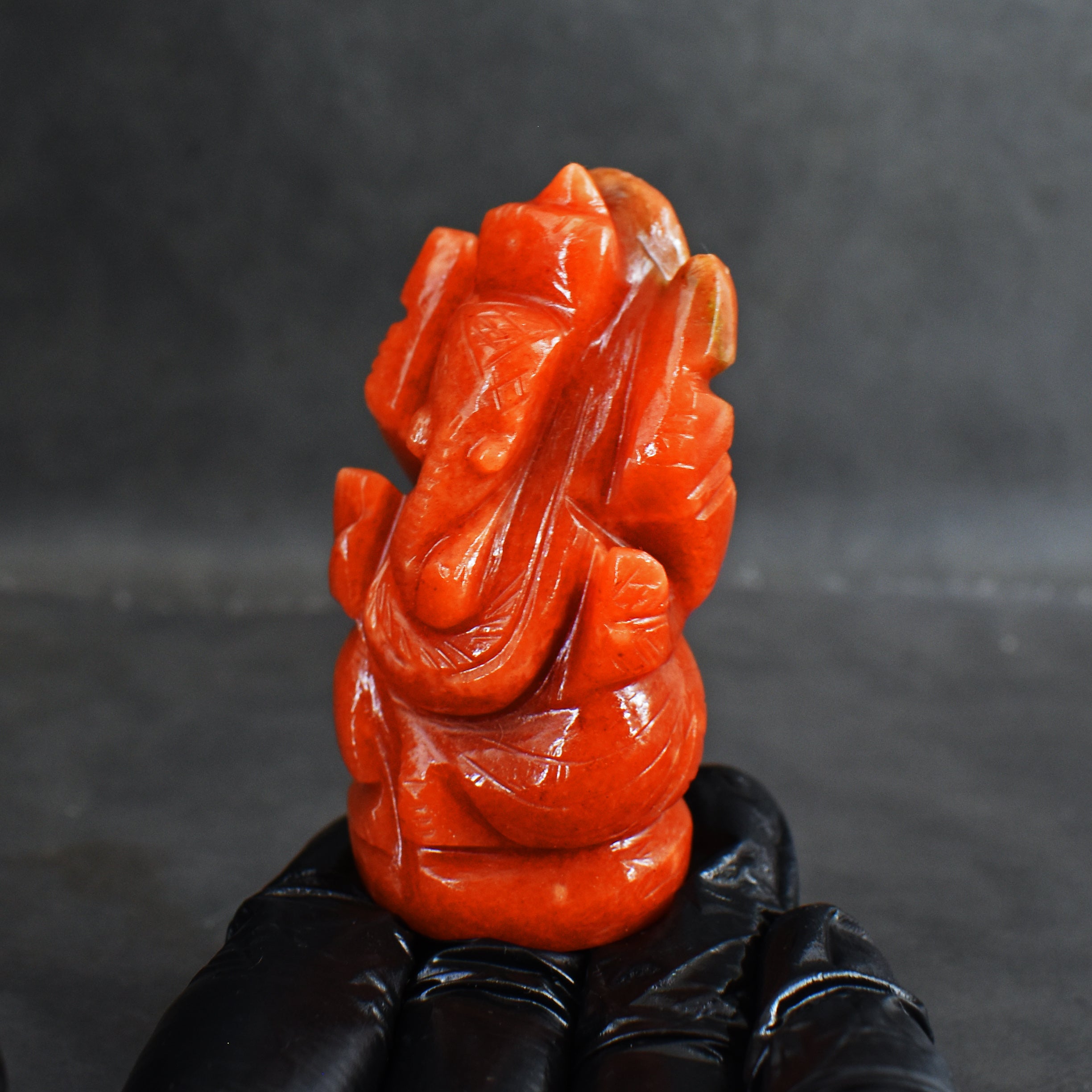 Exclusive 440.00 Cts Aventurine Divine Hand Carved Genuine Crystal Gemstone Carving Lord Ganesha