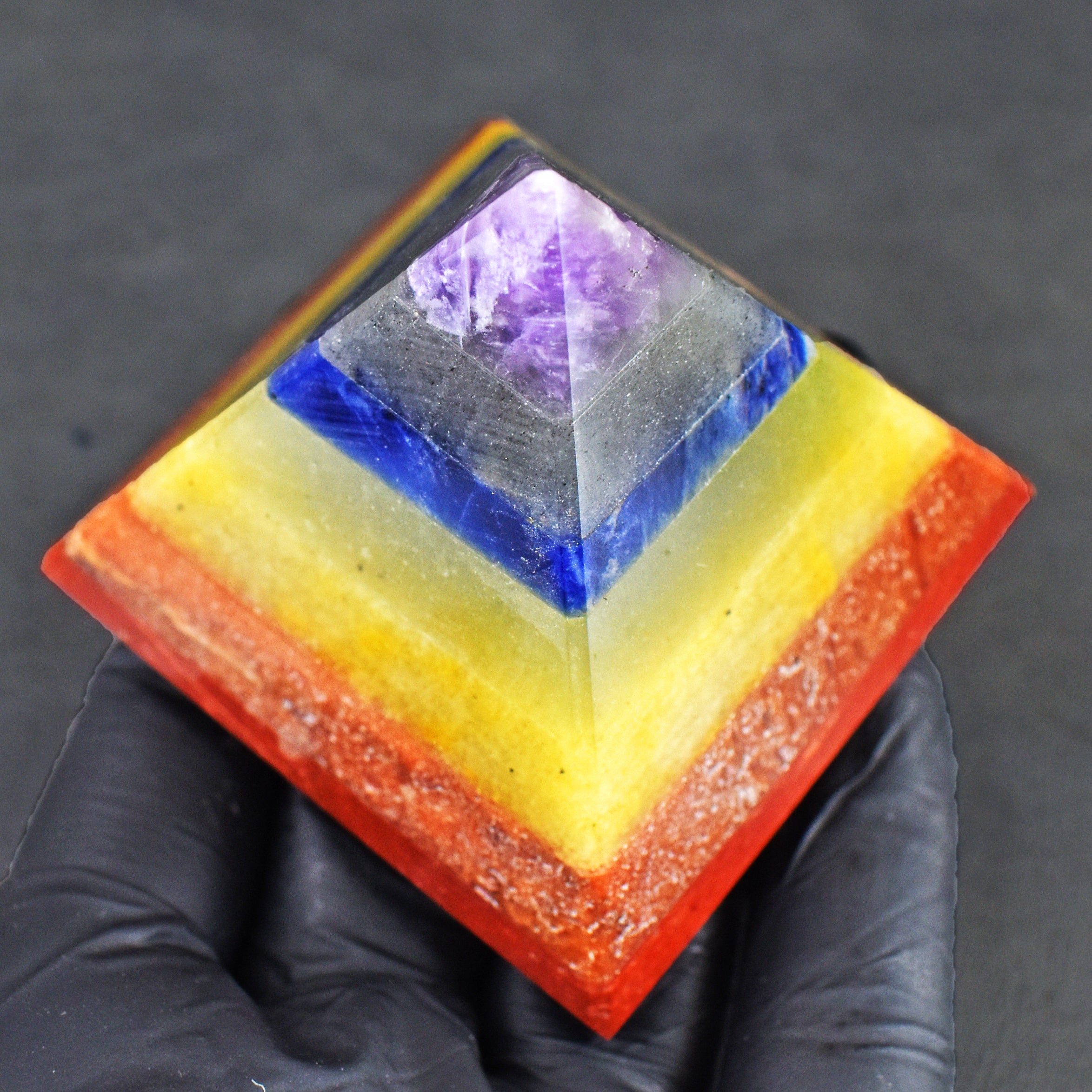 Radiant 788.00 Cts Exclusive Seven Chakra Healing Crystal Specimen Premium Pyramid