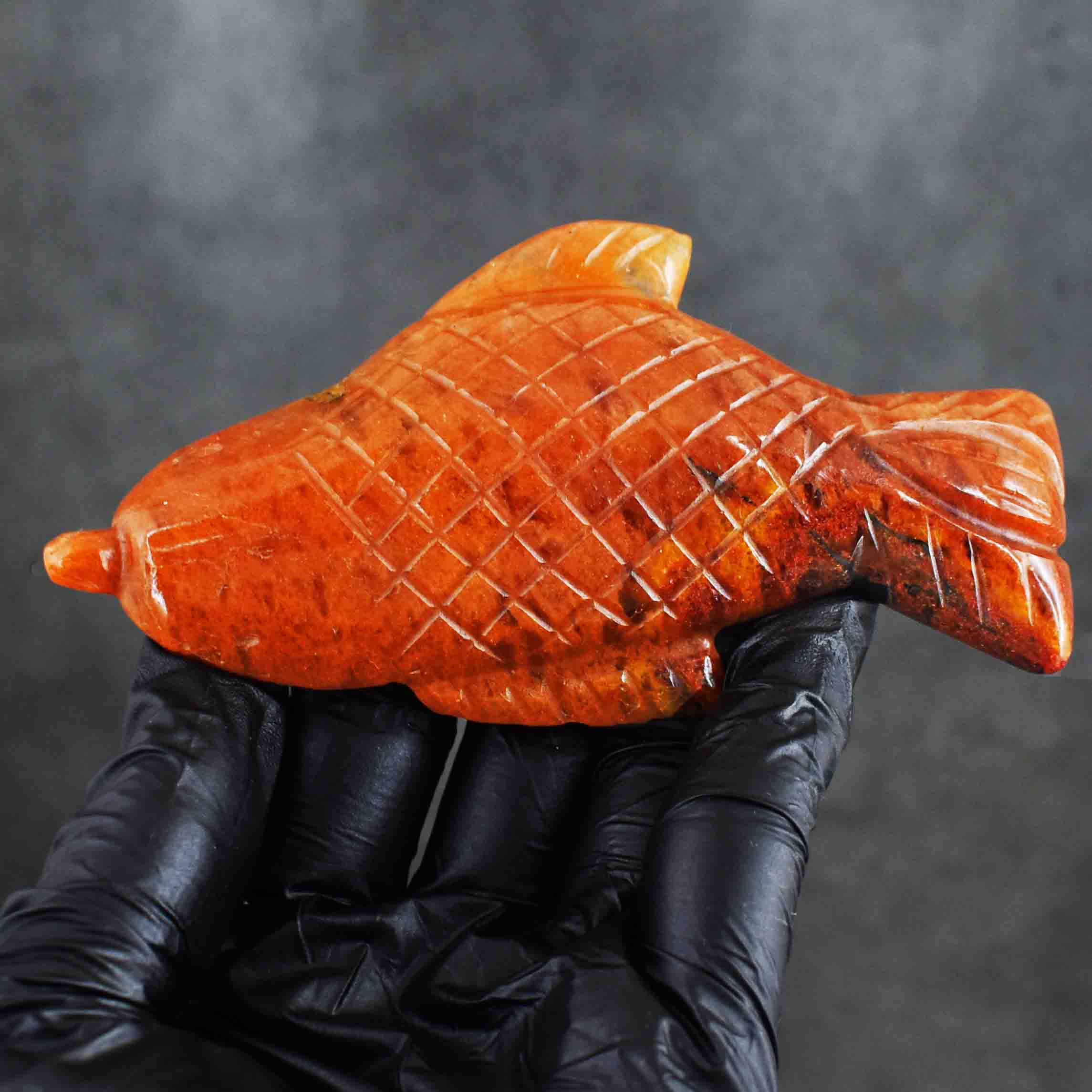 Gorgeous 525.00 Cts Genuine Aventurine Hand Carved  Crystal Gemstone Carving Fish 2026  Collection