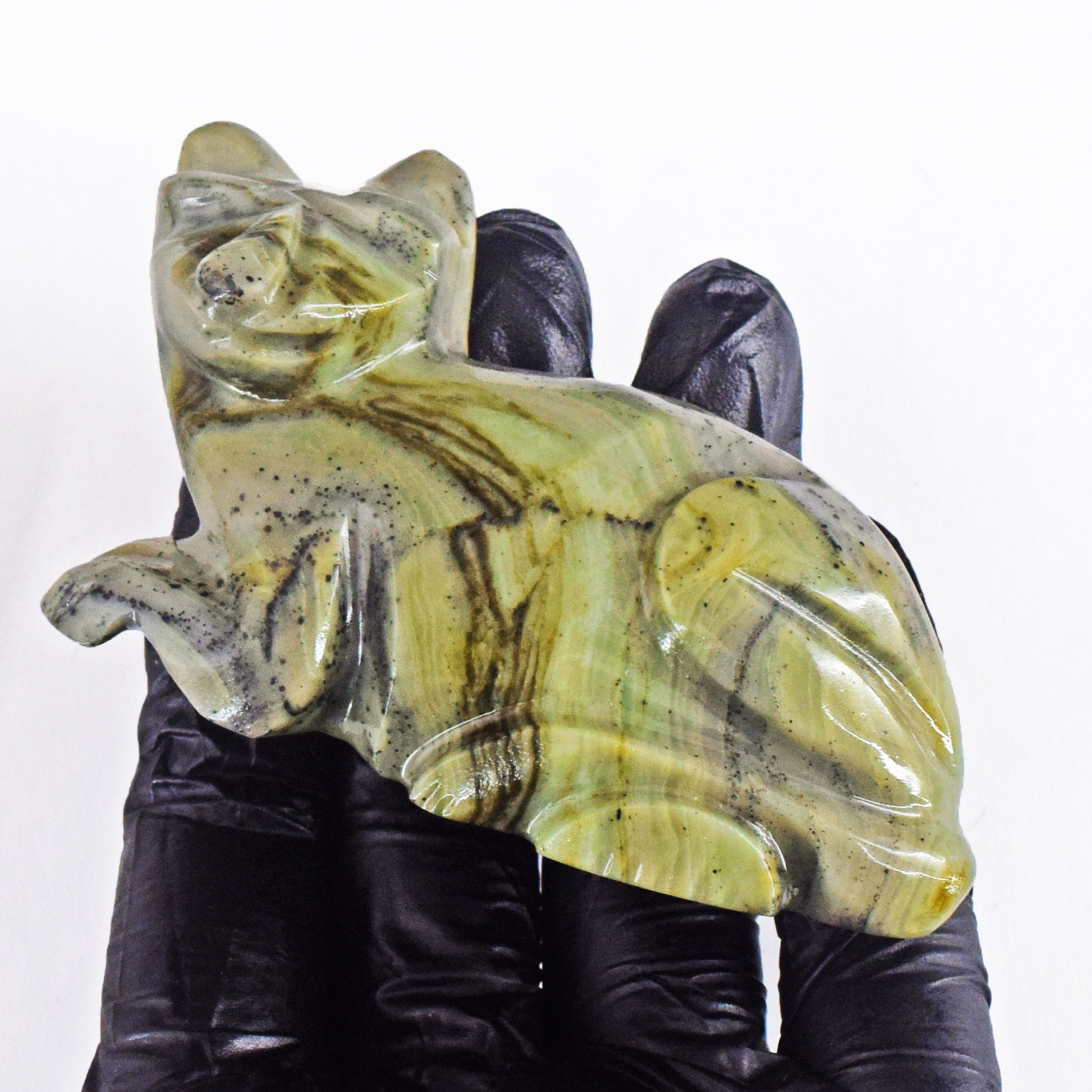Gorgeous 524.00 Cts Genuine Serpentine Hand Carved Gemstone Premium Crystal Cat 2026 Collection