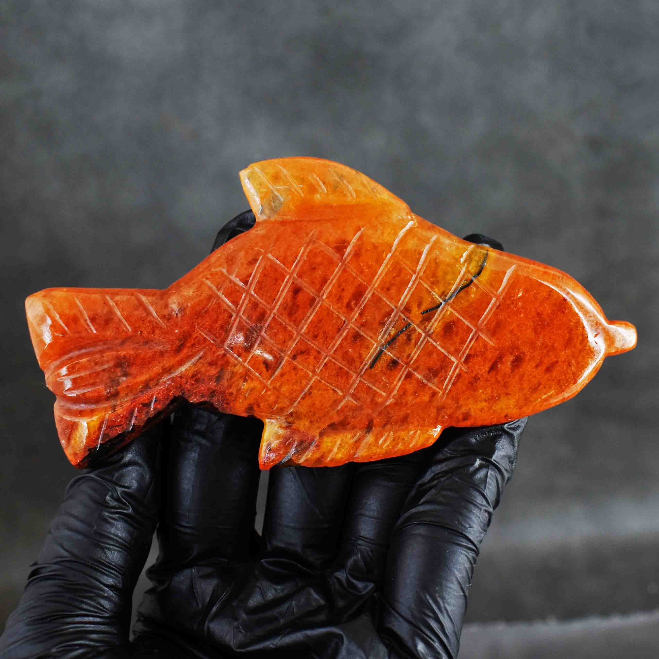 Gorgeous 525.00 Cts Genuine Aventurine Hand Carved  Crystal Gemstone Carving Fish 2026  Collection