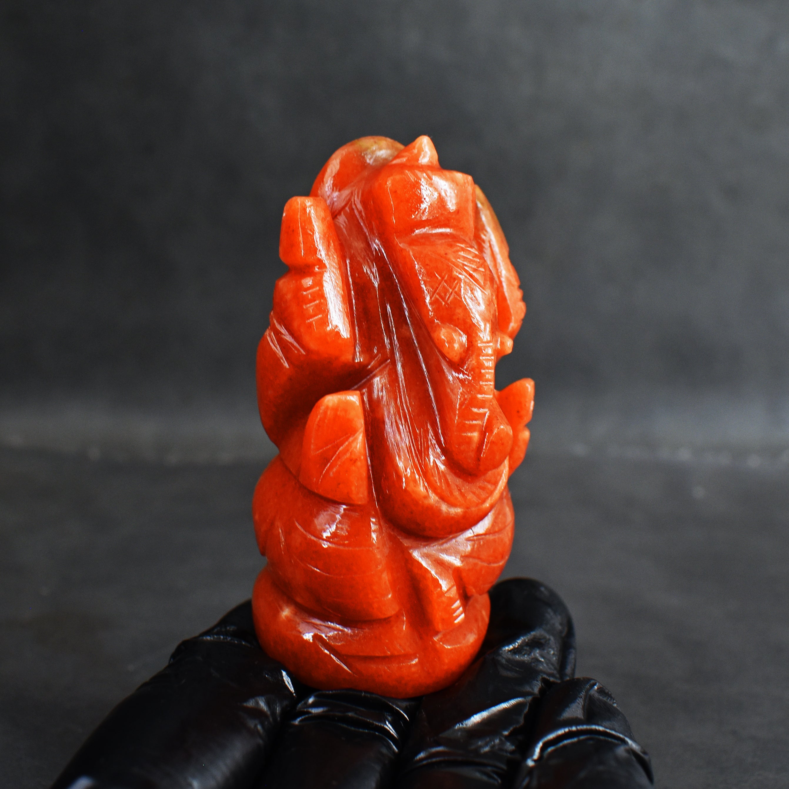 Exclusive 440.00 Cts Aventurine Divine Hand Carved Genuine Crystal Gemstone Carving Lord Ganesha