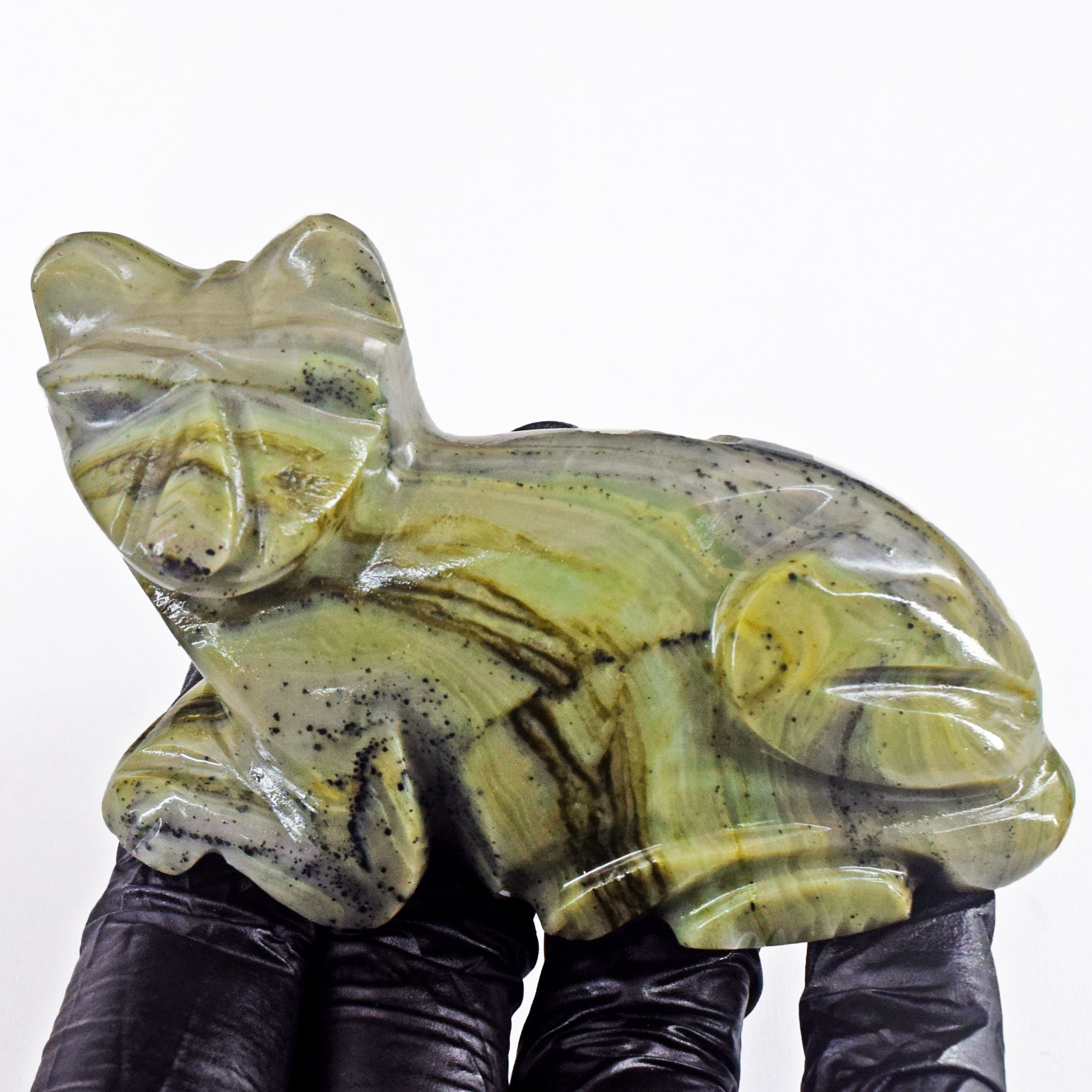 Gorgeous 524.00 Cts Genuine Serpentine Hand Carved Gemstone Premium Crystal Cat 2026 Collection