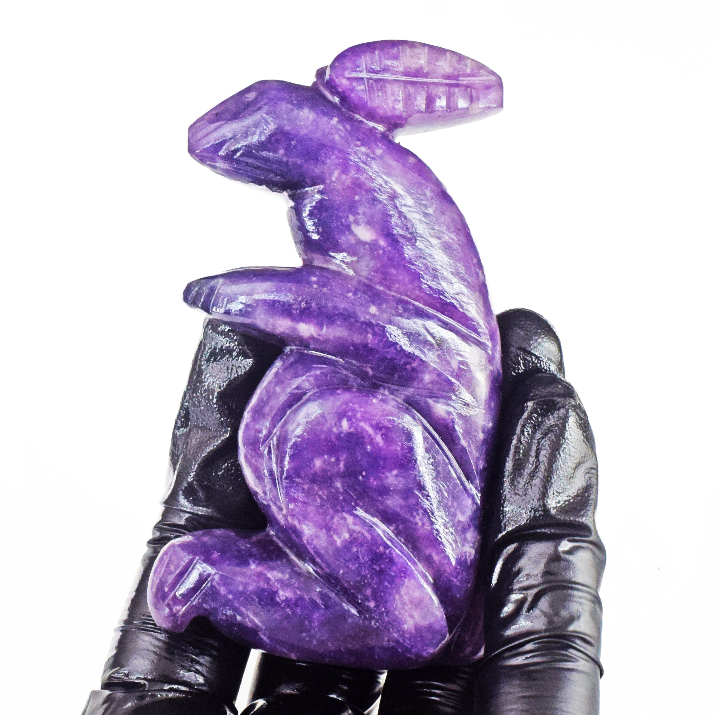 Awesome 600.00 Cts Genuine Lepidolite Hand Carved Crystal Gemstone Kangaroo Carving 2026 Collection