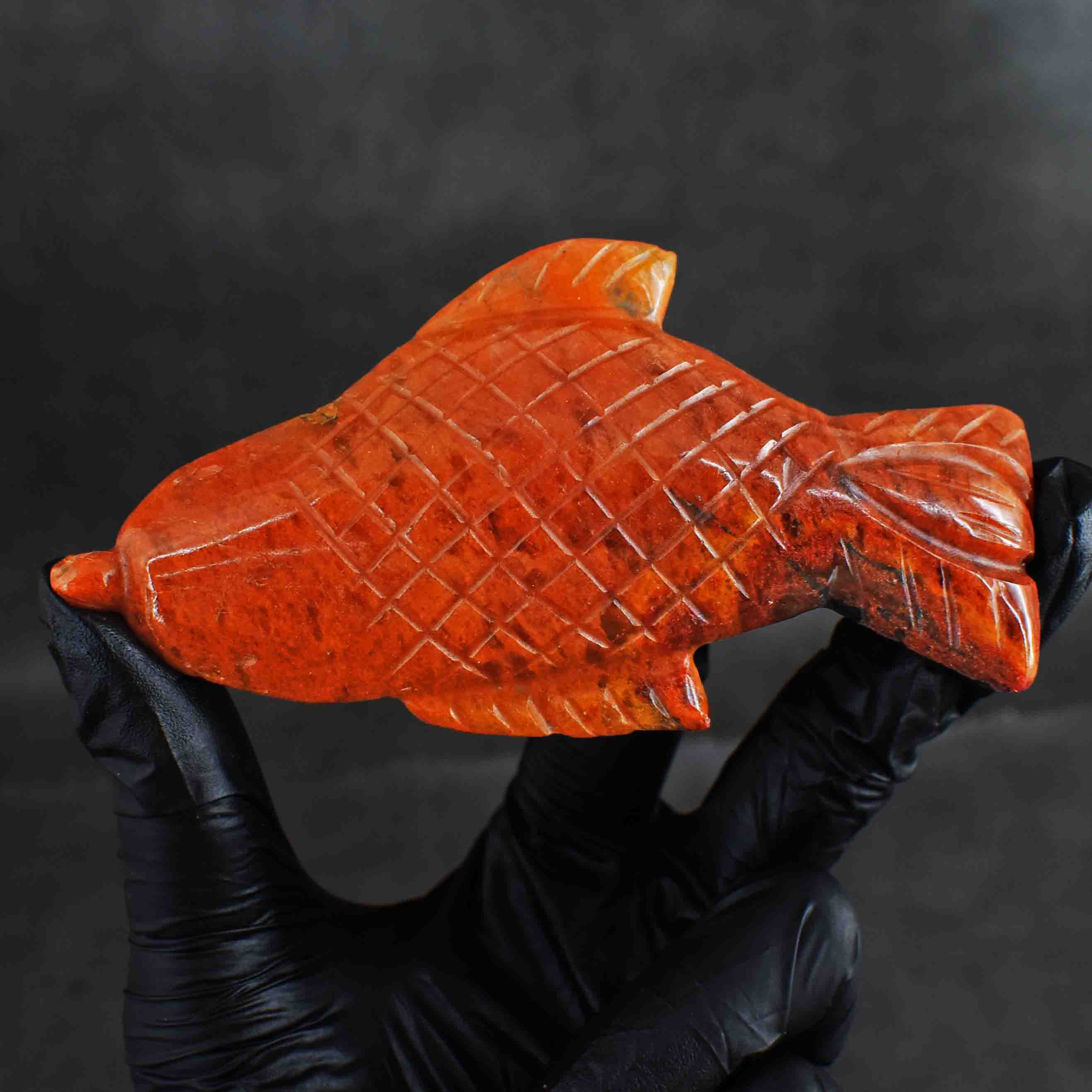 Gorgeous 525.00 Cts Genuine Aventurine Hand Carved  Crystal Gemstone Carving Fish 2026  Collection