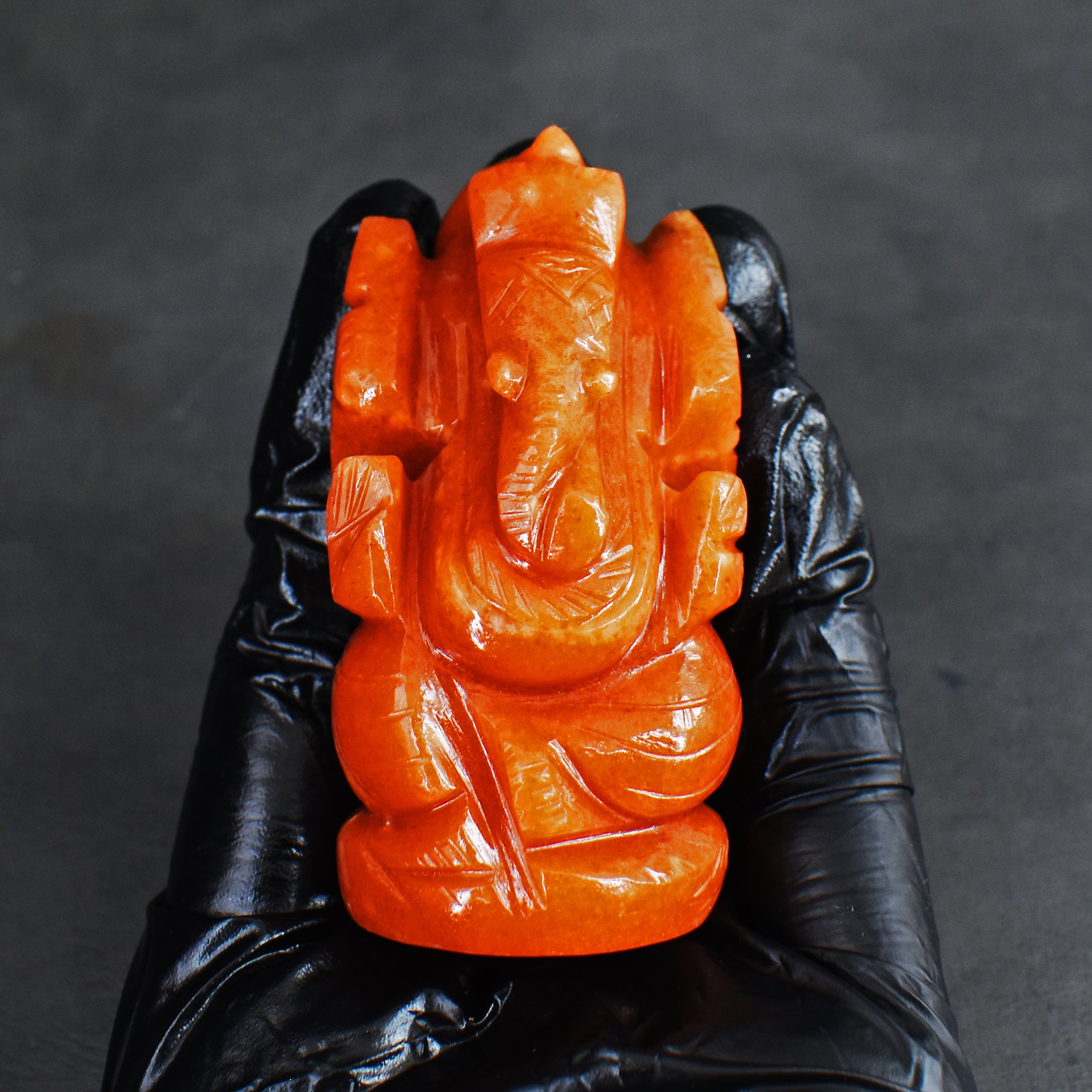 Exclusive 440.00 Cts Aventurine Divine Hand Carved Genuine Crystal Gemstone Carving Lord Ganesha