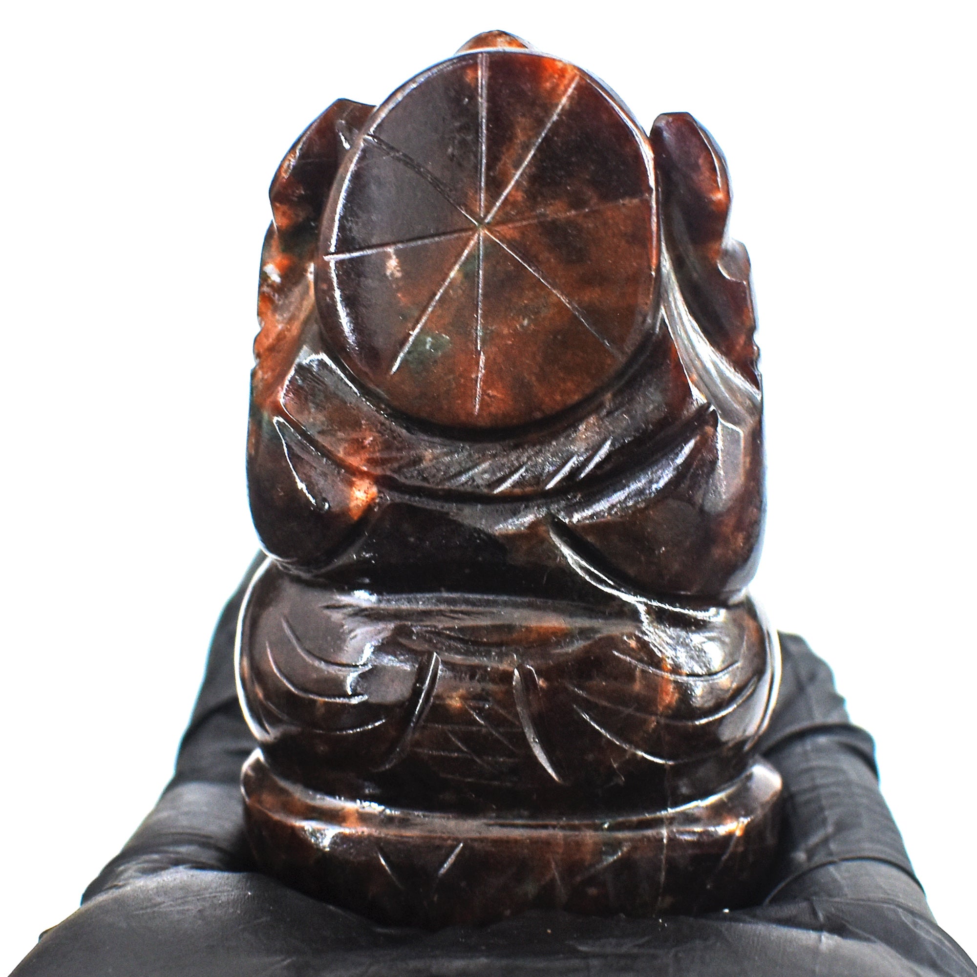 Exclusive 827.00 Cts Garnet Divine Hand Carved Crystal Gemstone Lord Ganesha Carving