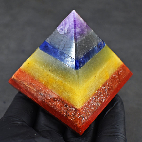 Radiant 788.00 Cts Exclusive Seven Chakra Healing Crystal Specimen Premium Pyramid