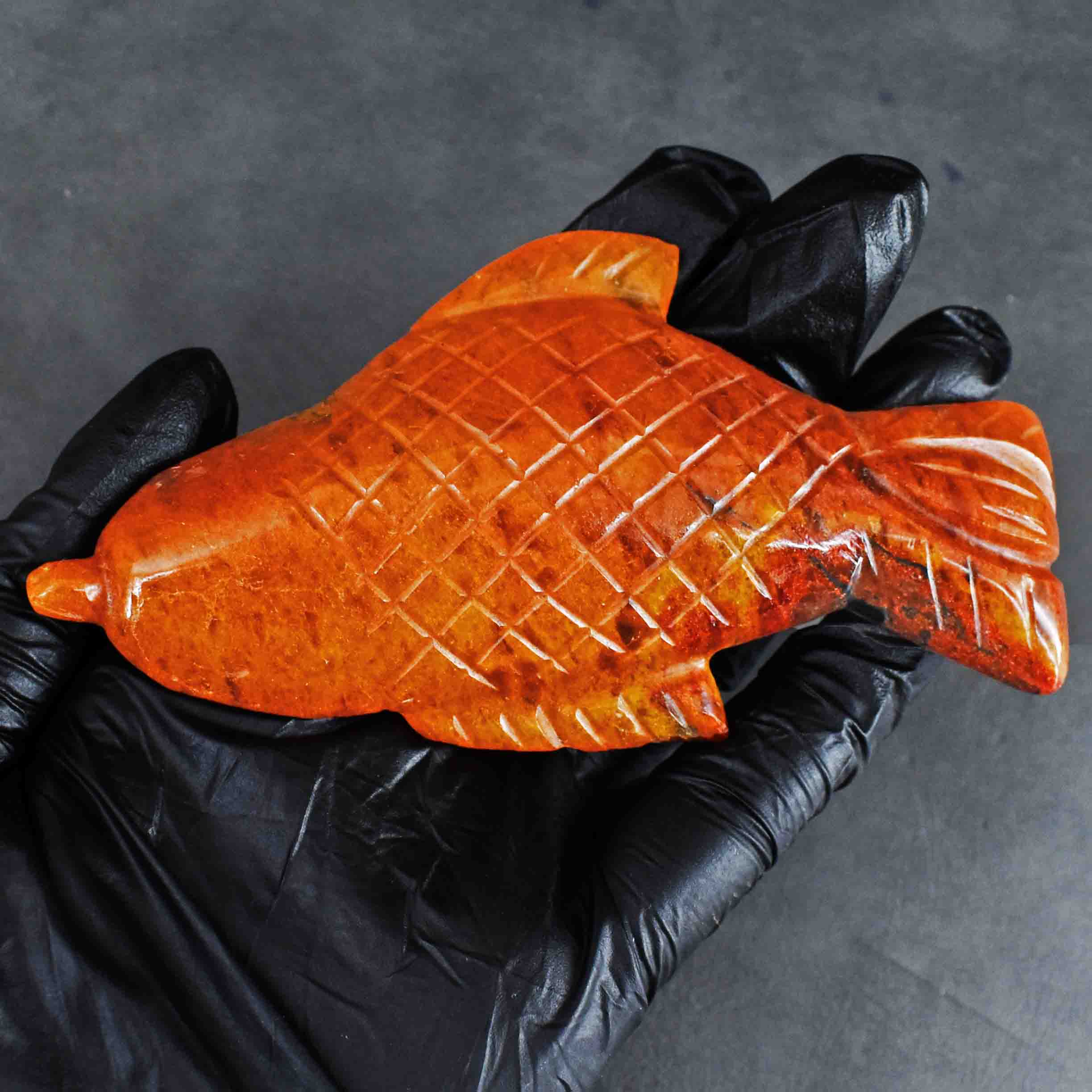 Gorgeous 525.00 Cts Genuine Aventurine Hand Carved  Crystal Gemstone Carving Fish 2026  Collection