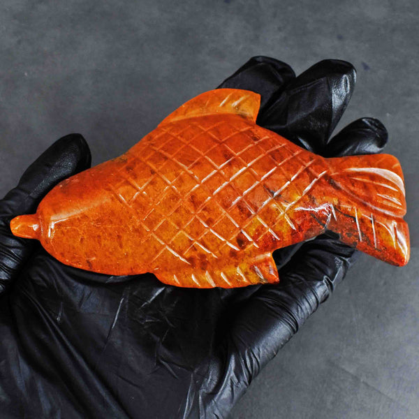 Gorgeous 525.00 Cts Genuine Aventurine Hand Carved  Crystal Gemstone Carving Fish 2026  Collection