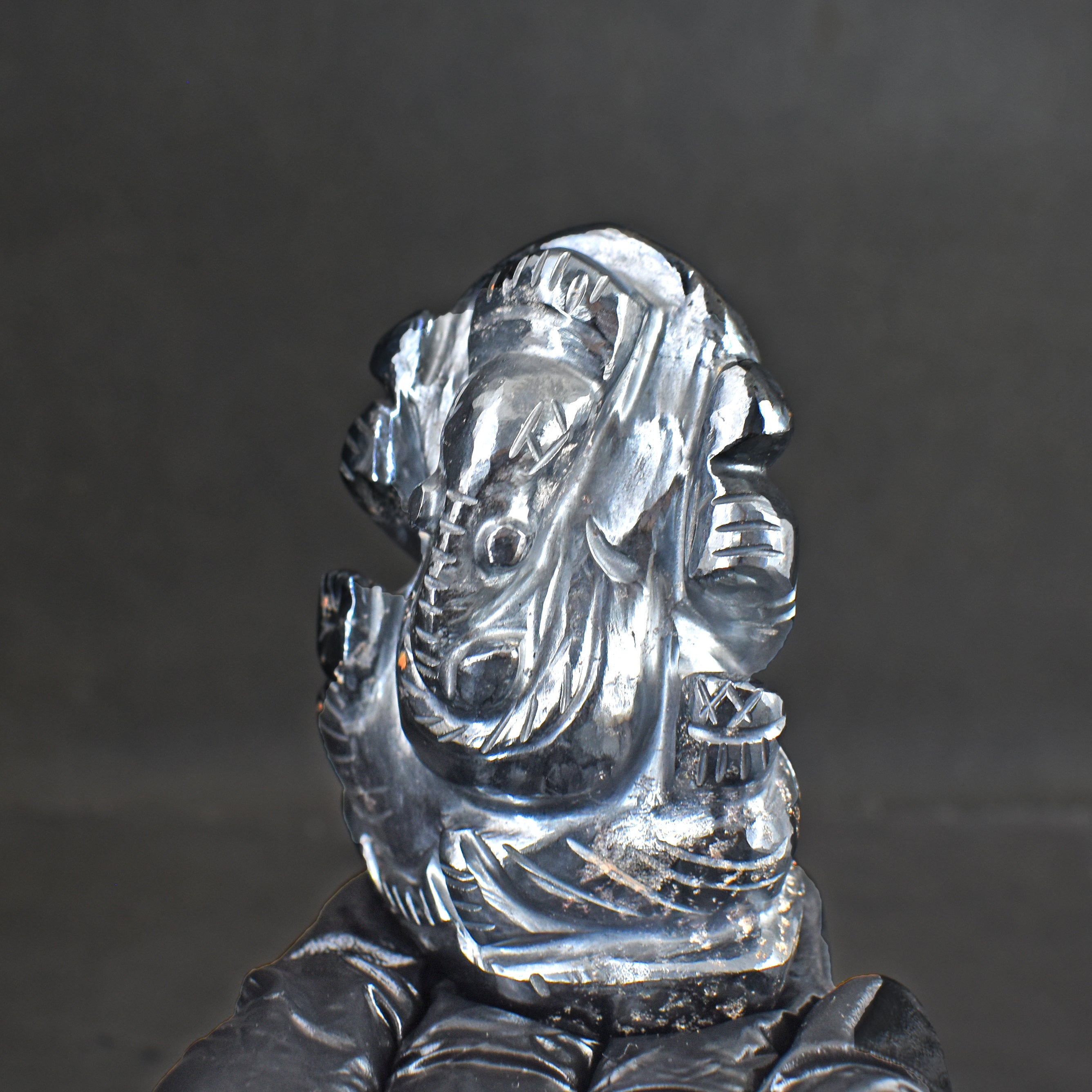 Artisian 1230.00 Carats Genuine Hematite Divine Hand Carved Crystal Gemstone Lord Ganesha Carving